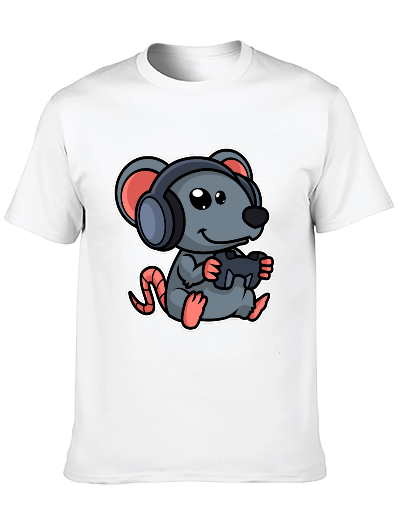 Gamer Mouse Graphic Tee - Playful Cartoon Design
