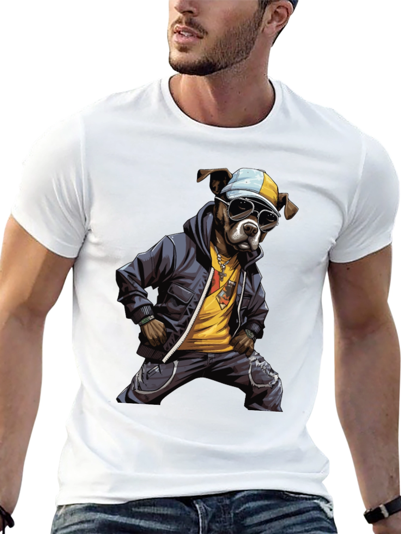 Cool Dog Graphic T-Shirt - Street Style Design