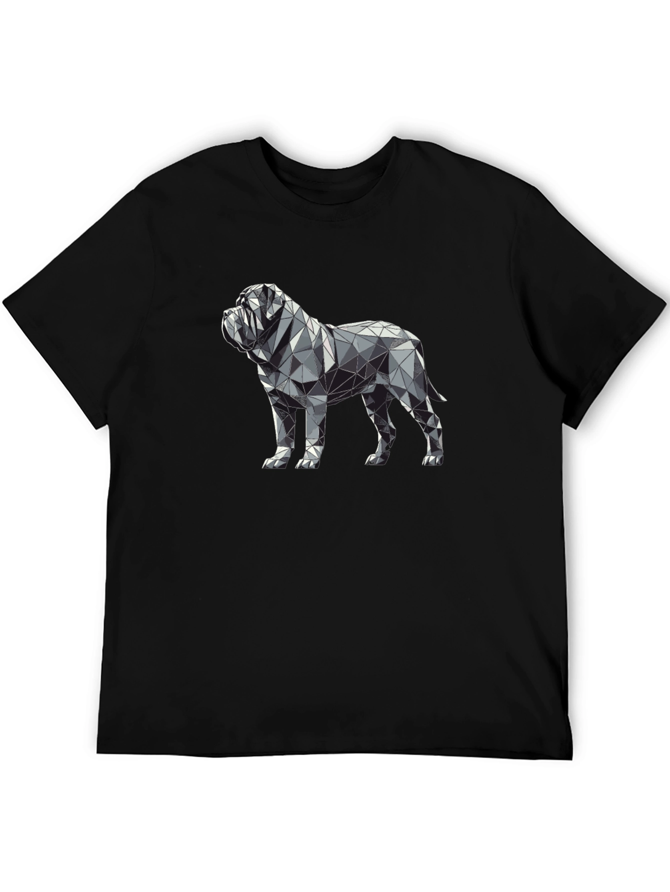 Geometric Dog Print Black T-Shirt