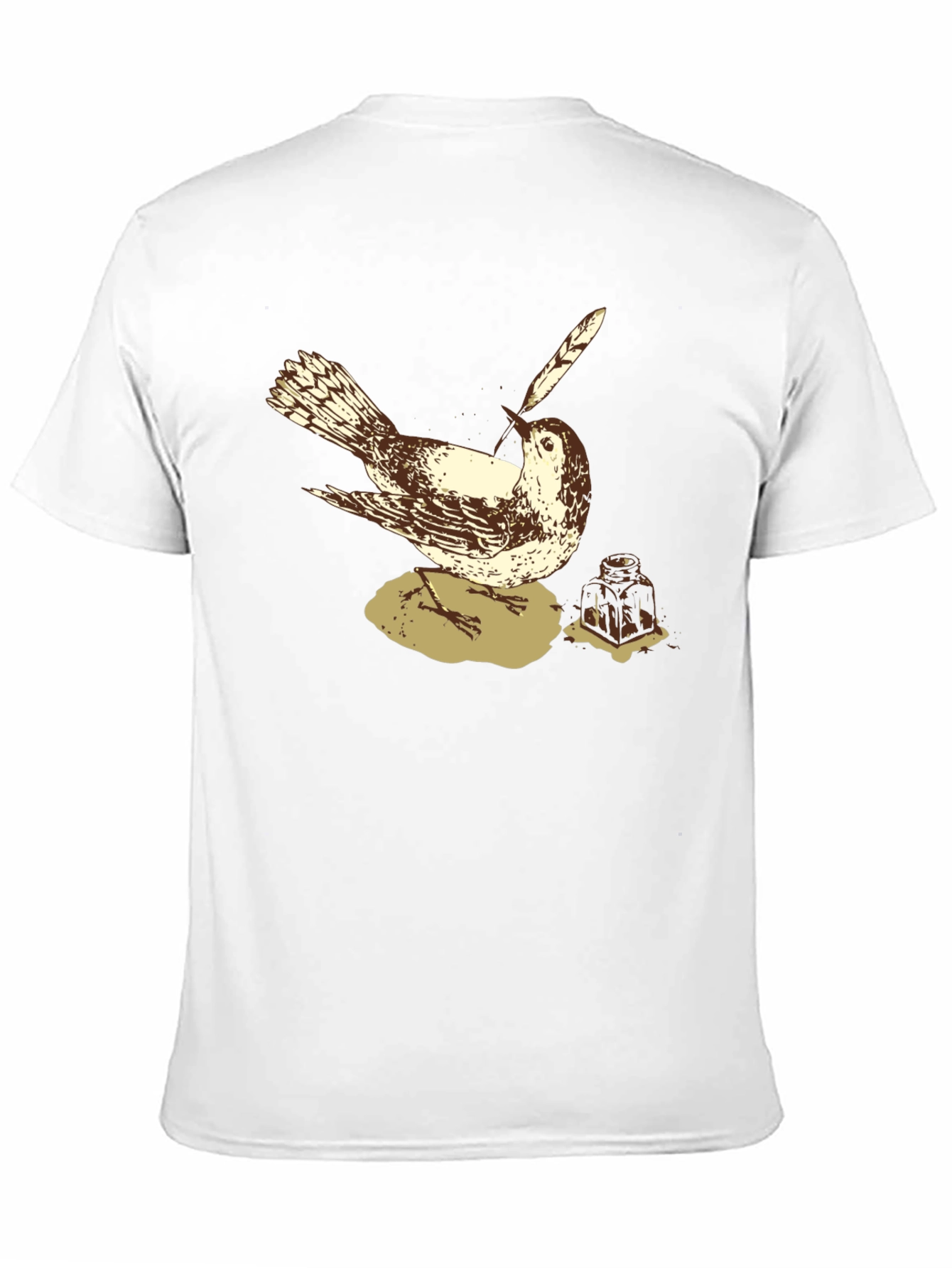 Bird with Quill Pen Graphic Tee - Black