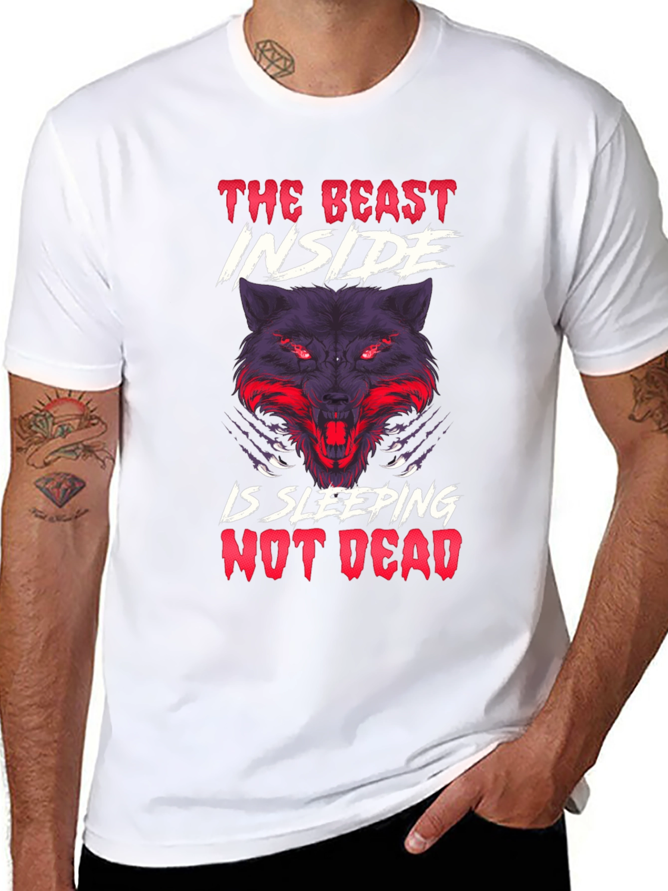 The Beast Inside Wolf Graphic Mens T-Shirt