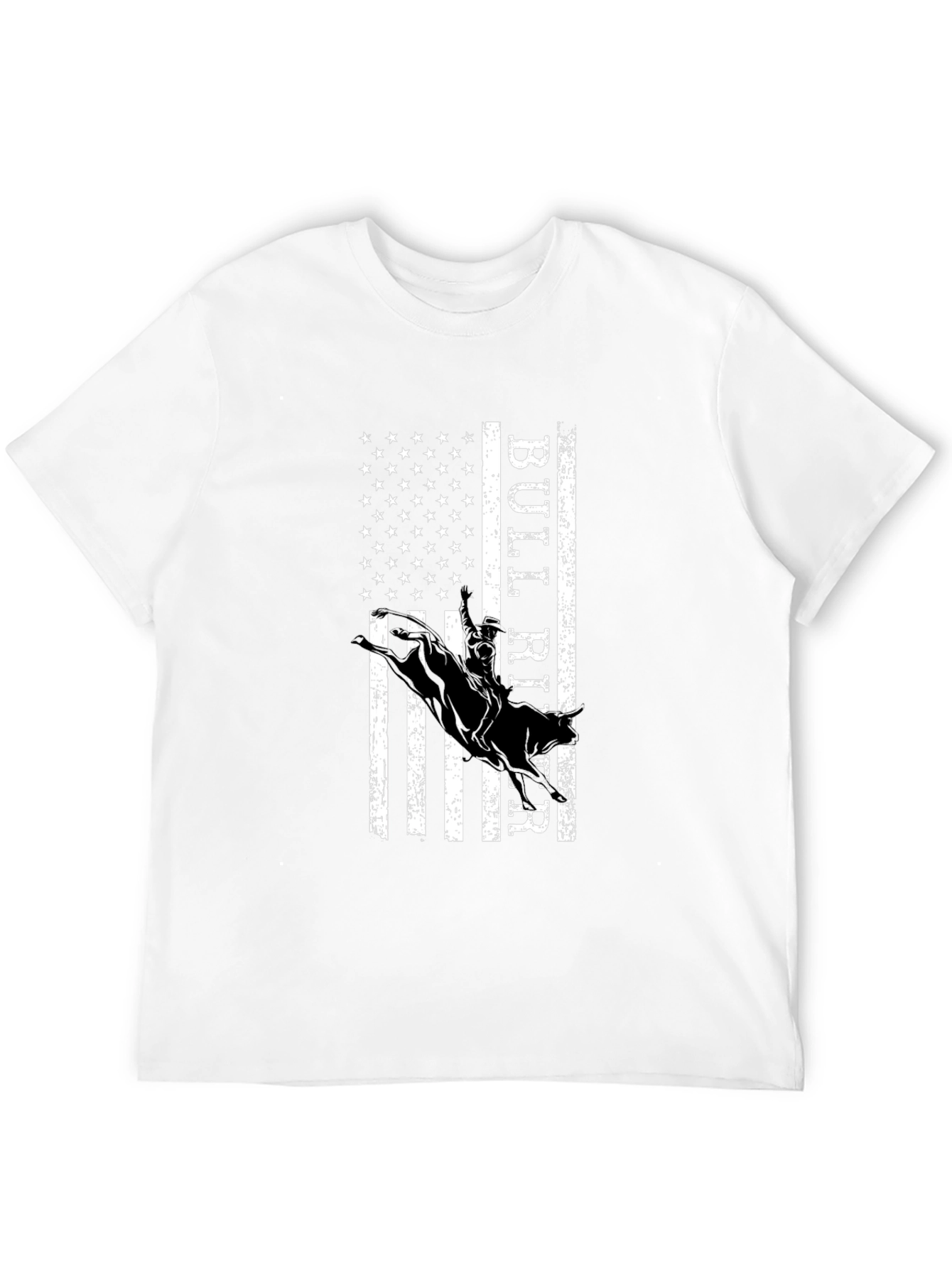 Bull Rider American Flag Graphic T-Shirt