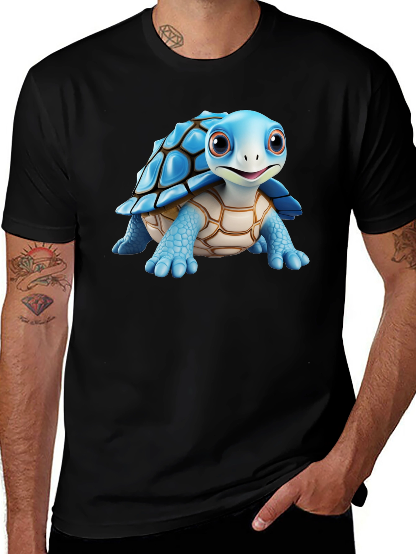 Cute Turtle Graphic T-Shirt - Black Unisex Tee