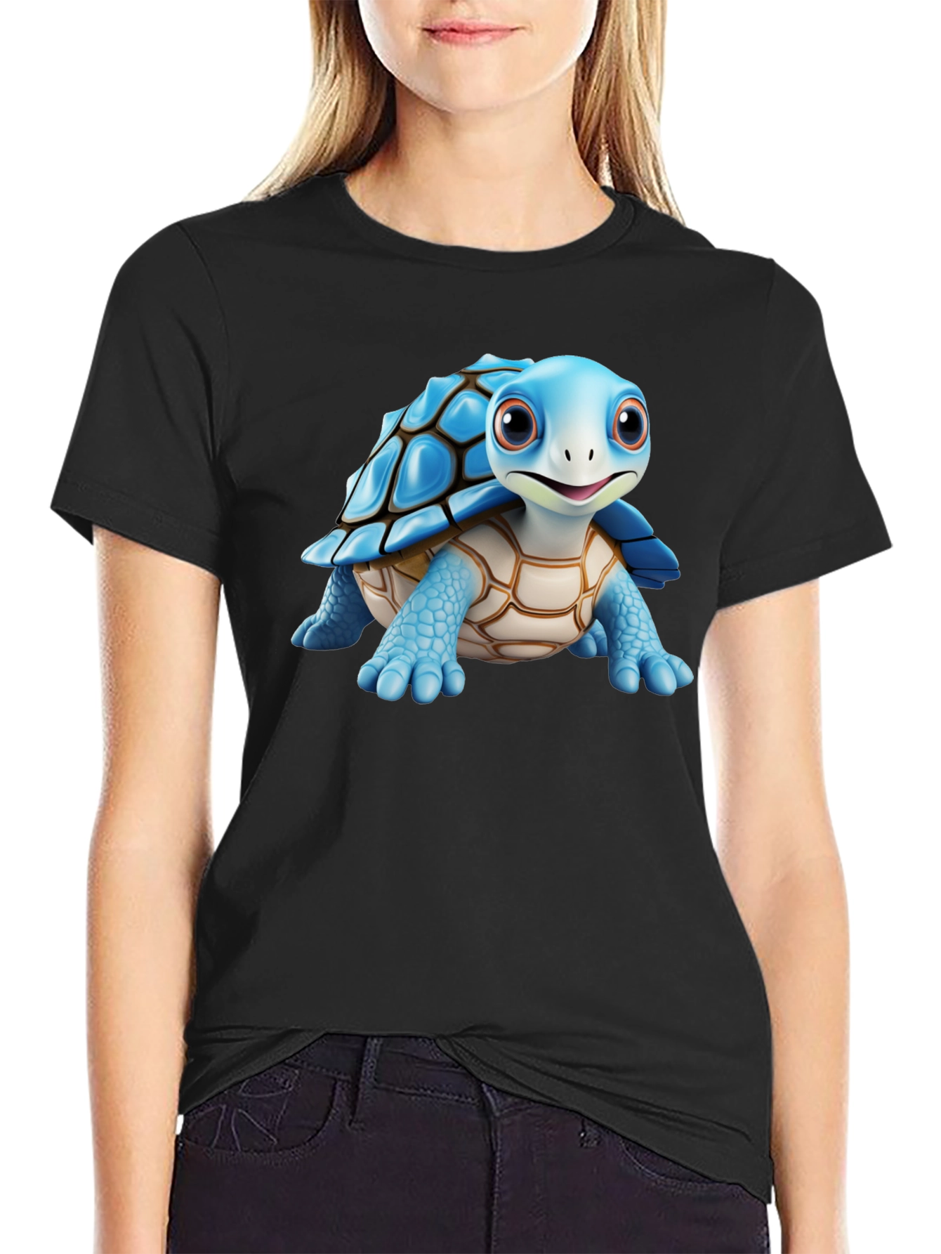 Cute Turtle Graphic T-Shirt - Black Unisex Tee