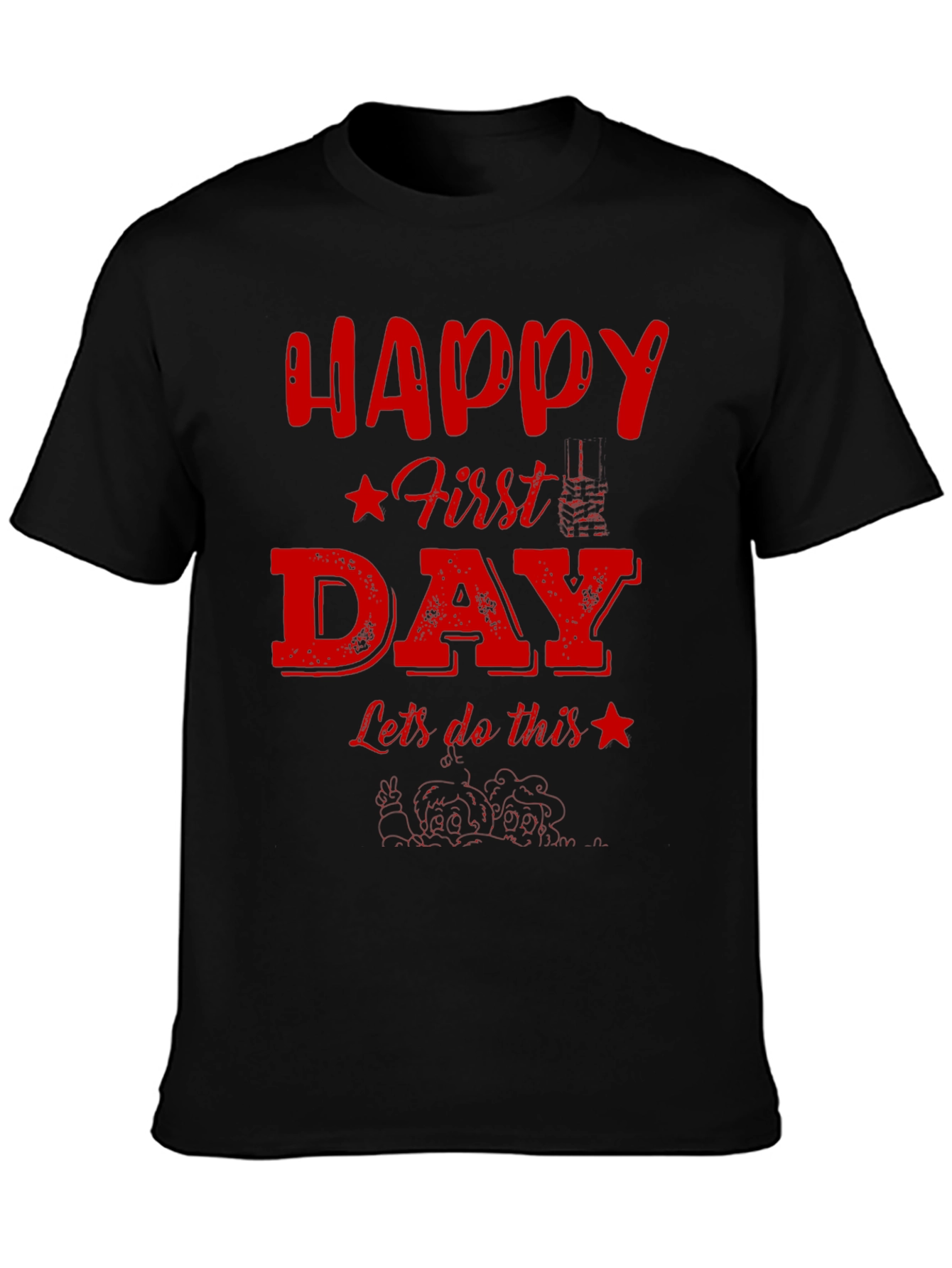 Happy First Day Graphic Tee - Black