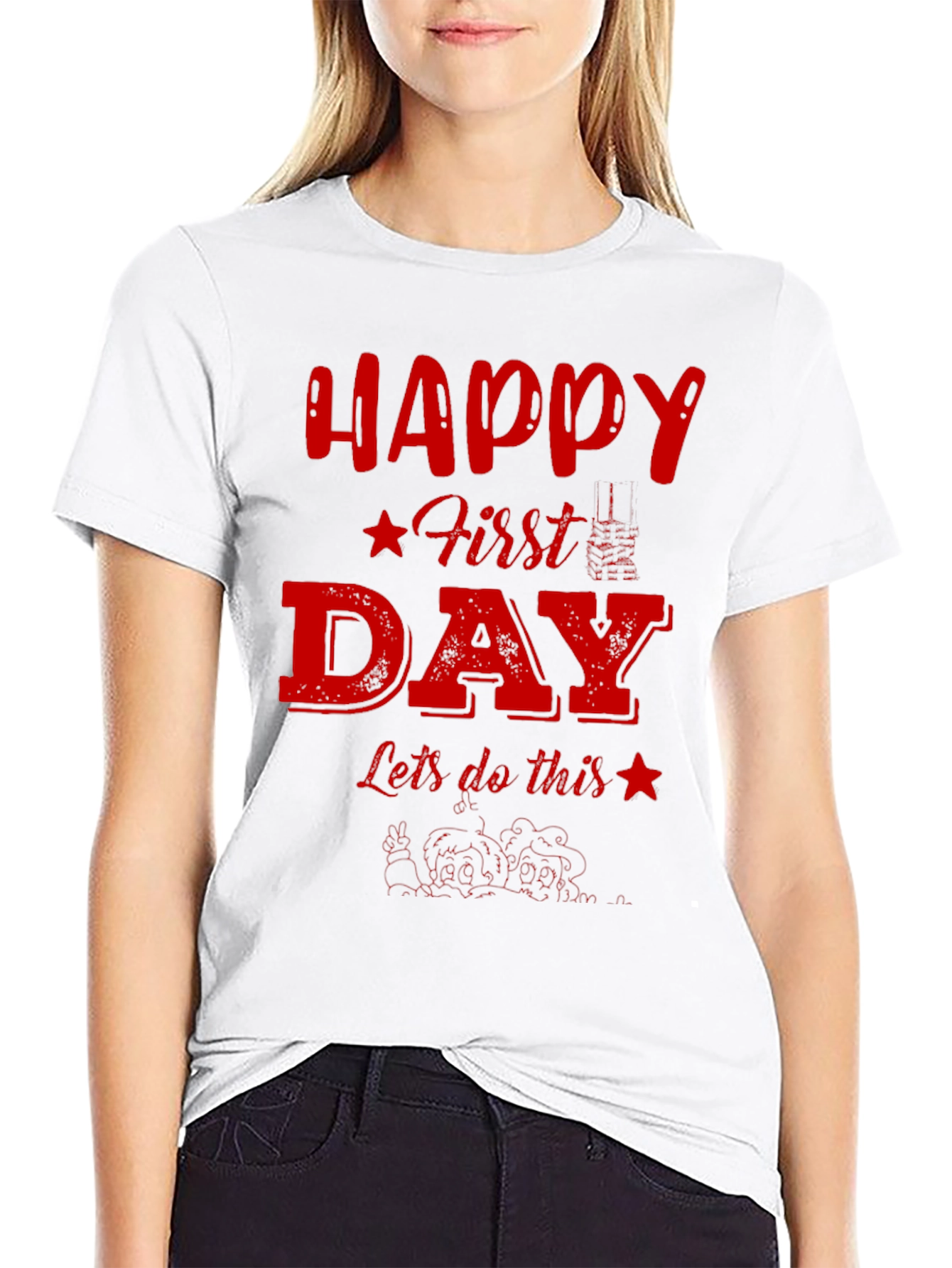 Happy First Day Graphic Tee - Black