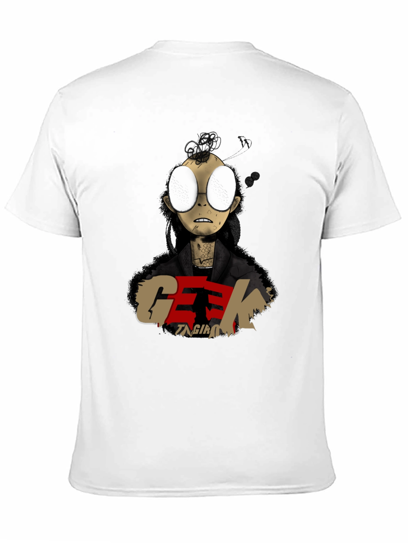 Geek Character Graphic Print Black T-Shirt