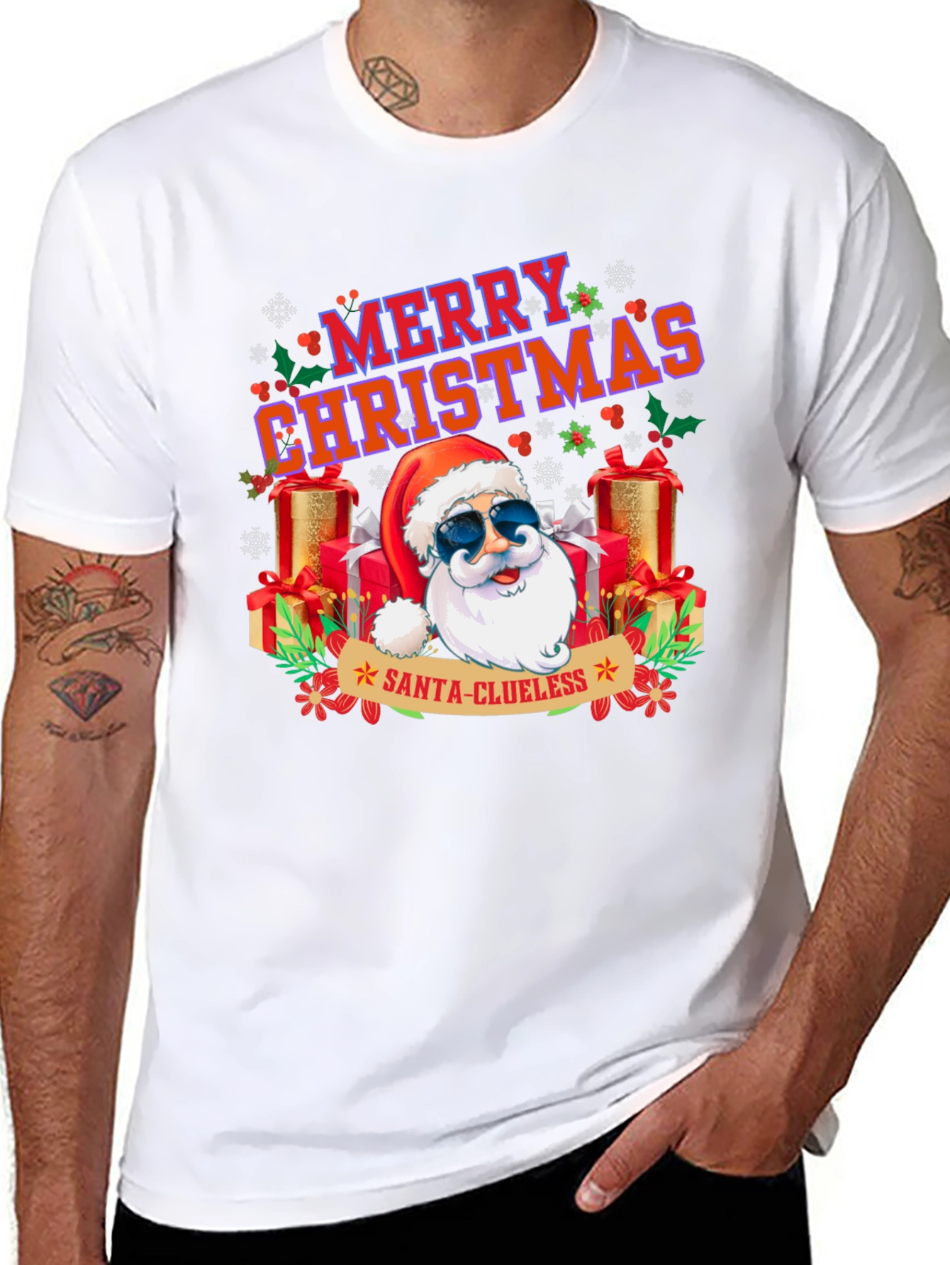Santa-Clueless Christmas Graphic Tee