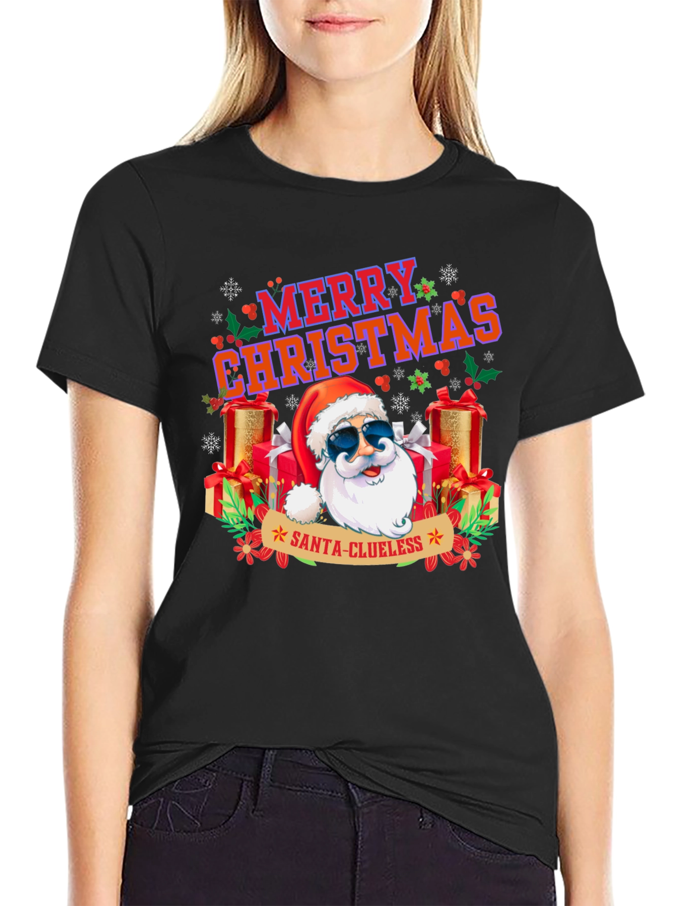 Santa-Clueless Christmas Graphic Tee