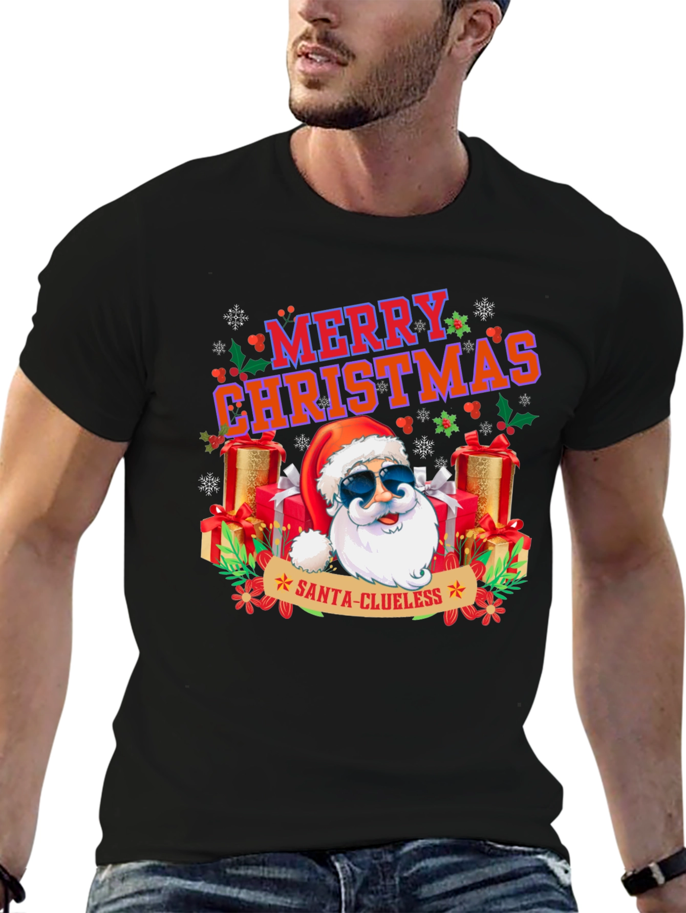 Santa-Clueless Christmas Graphic Tee