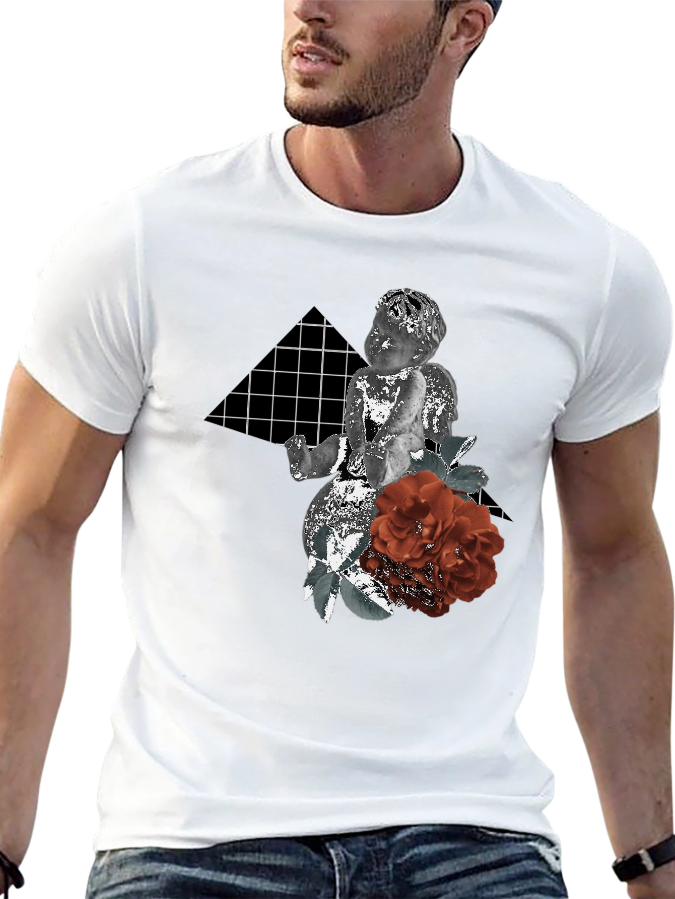 Cherub & Roses Graphic Print T-Shirt