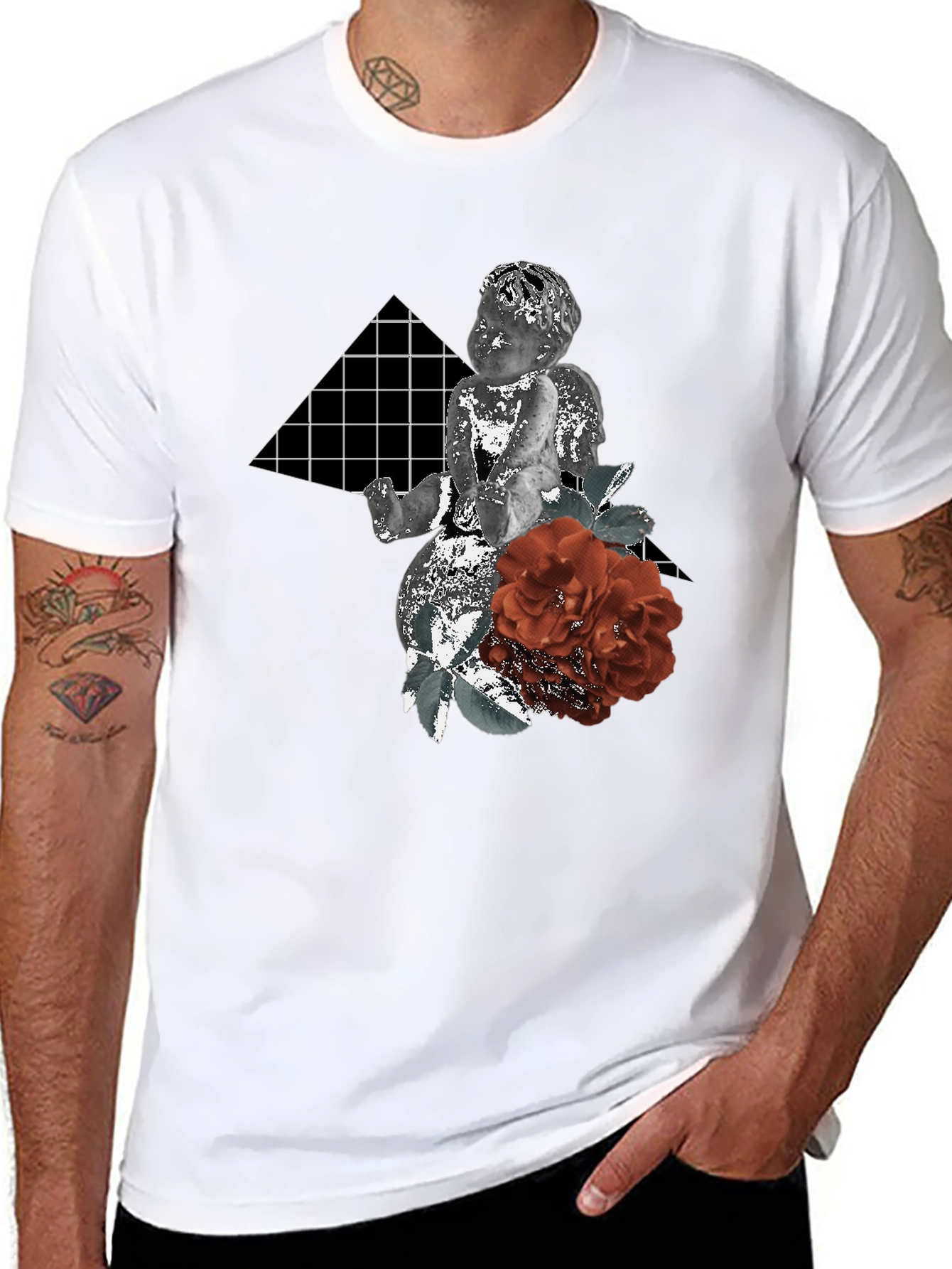 Cherub & Roses Graphic Print T-Shirt