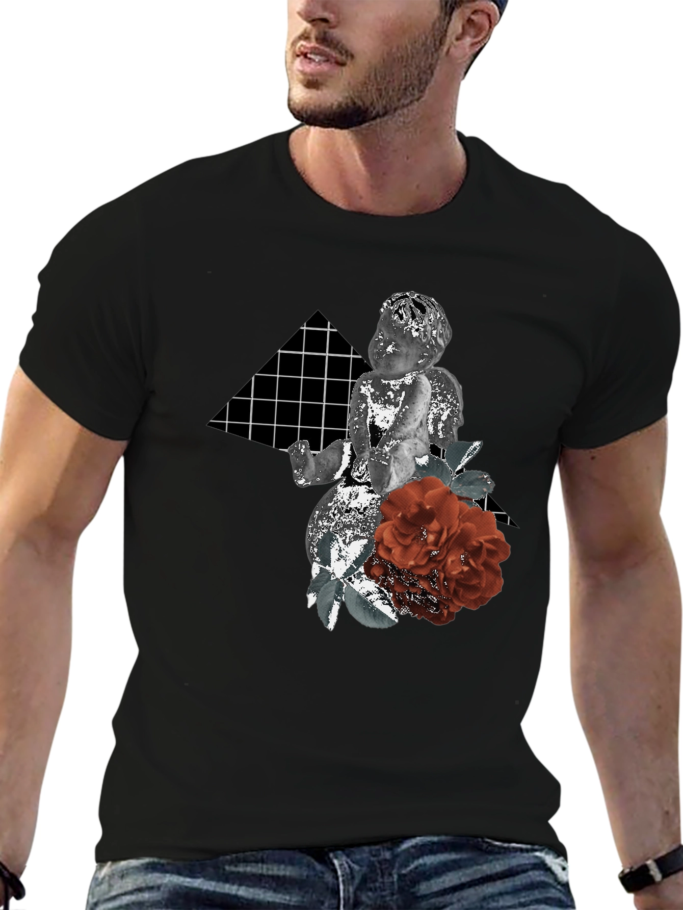 Cherub & Roses Graphic Print T-Shirt