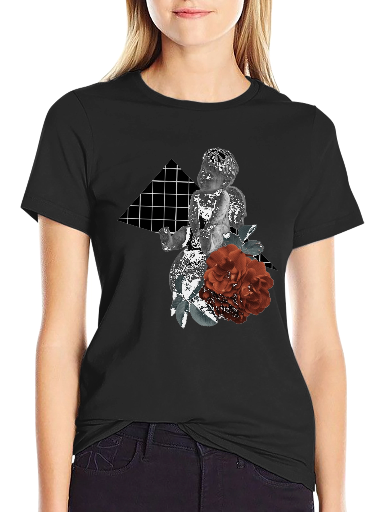 Cherub & Roses Graphic Print T-Shirt