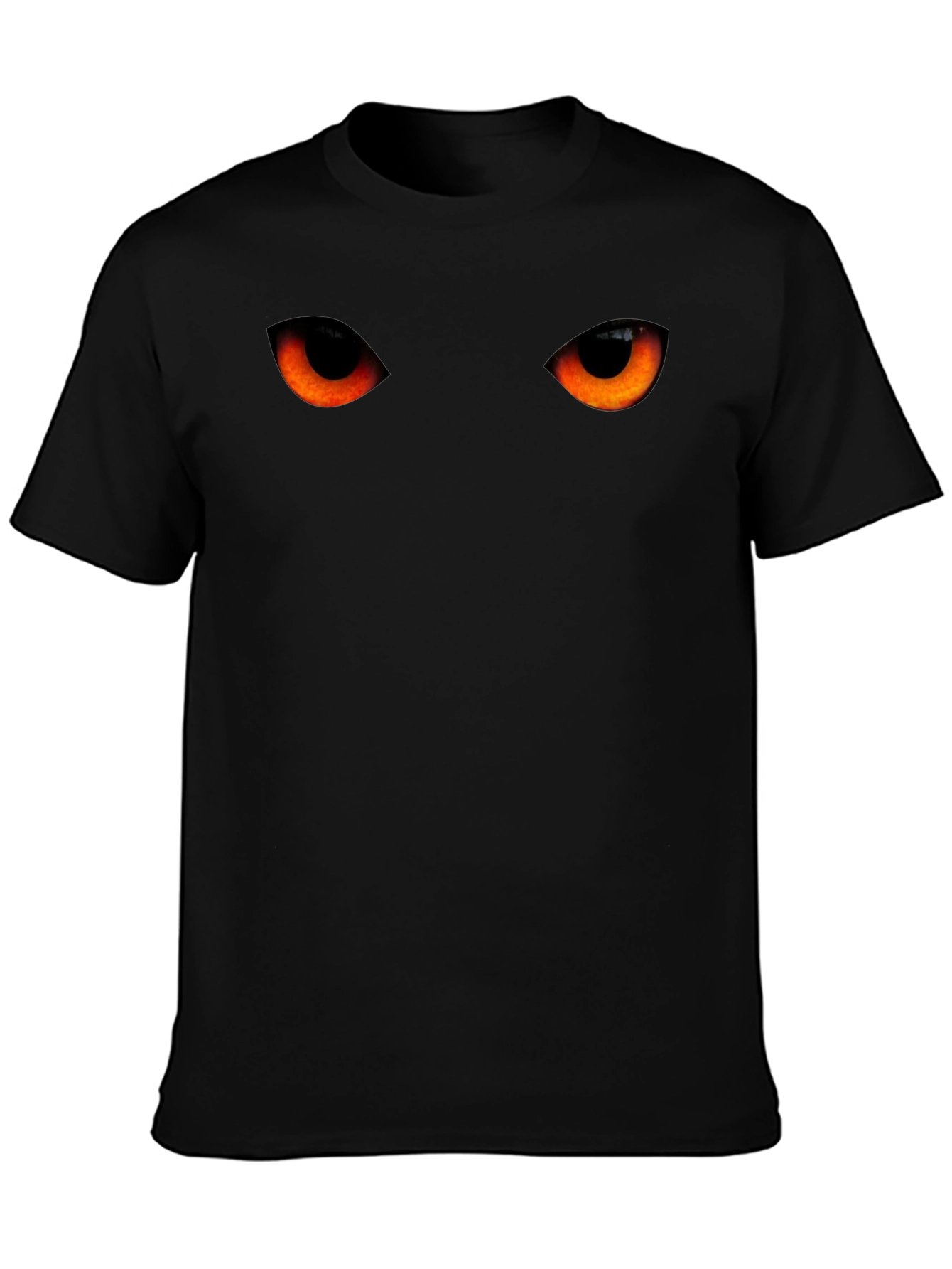 Mens Black T-Shirt with Glowing Eyes Graphic