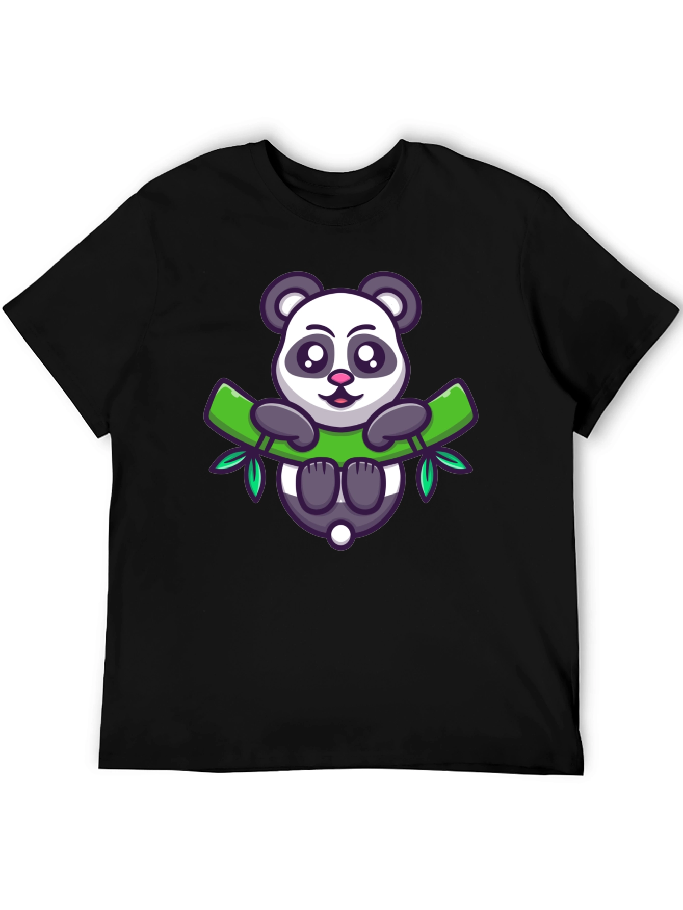 Cute Panda Bear Bamboo T-Shirt - Mens Black Tee