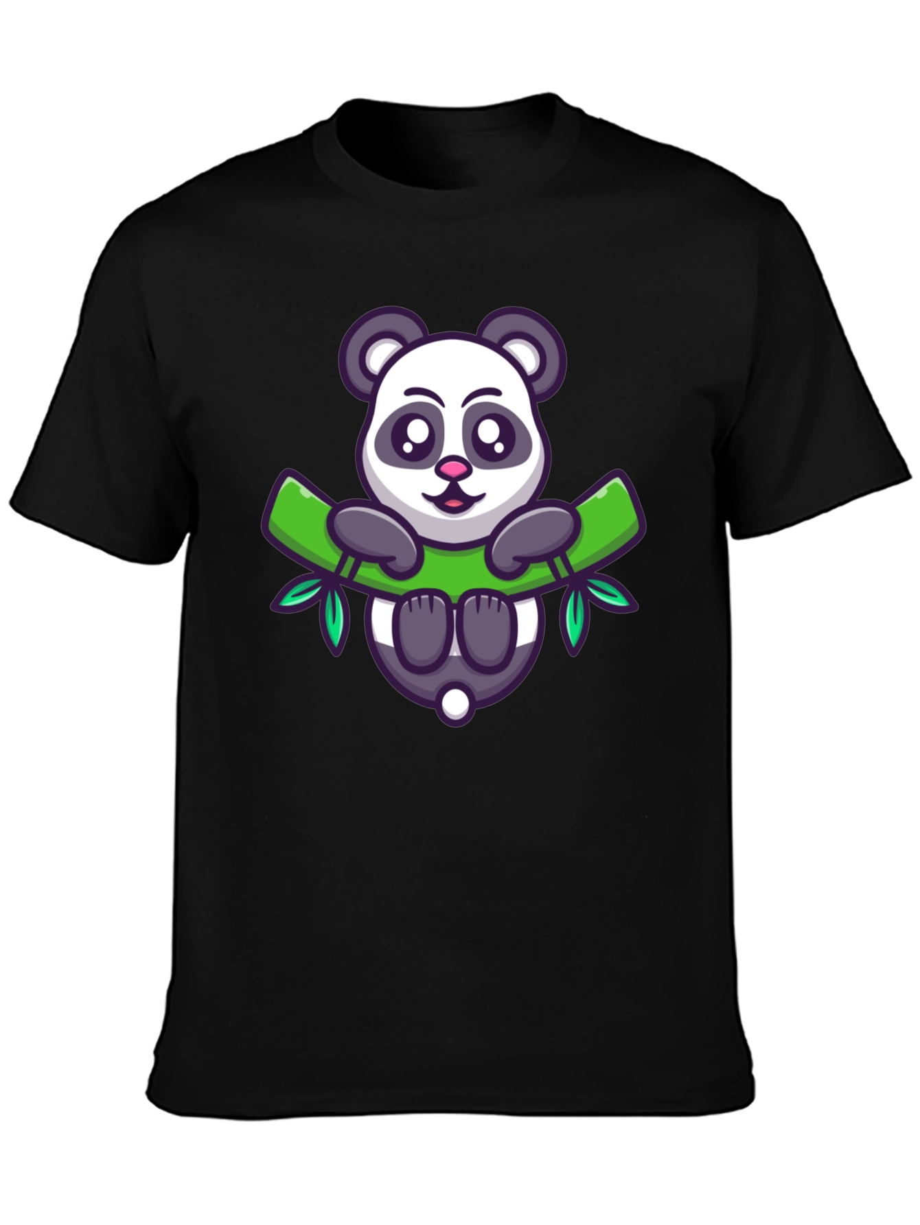 Cute Panda Bear Bamboo T-Shirt - Mens Black Tee