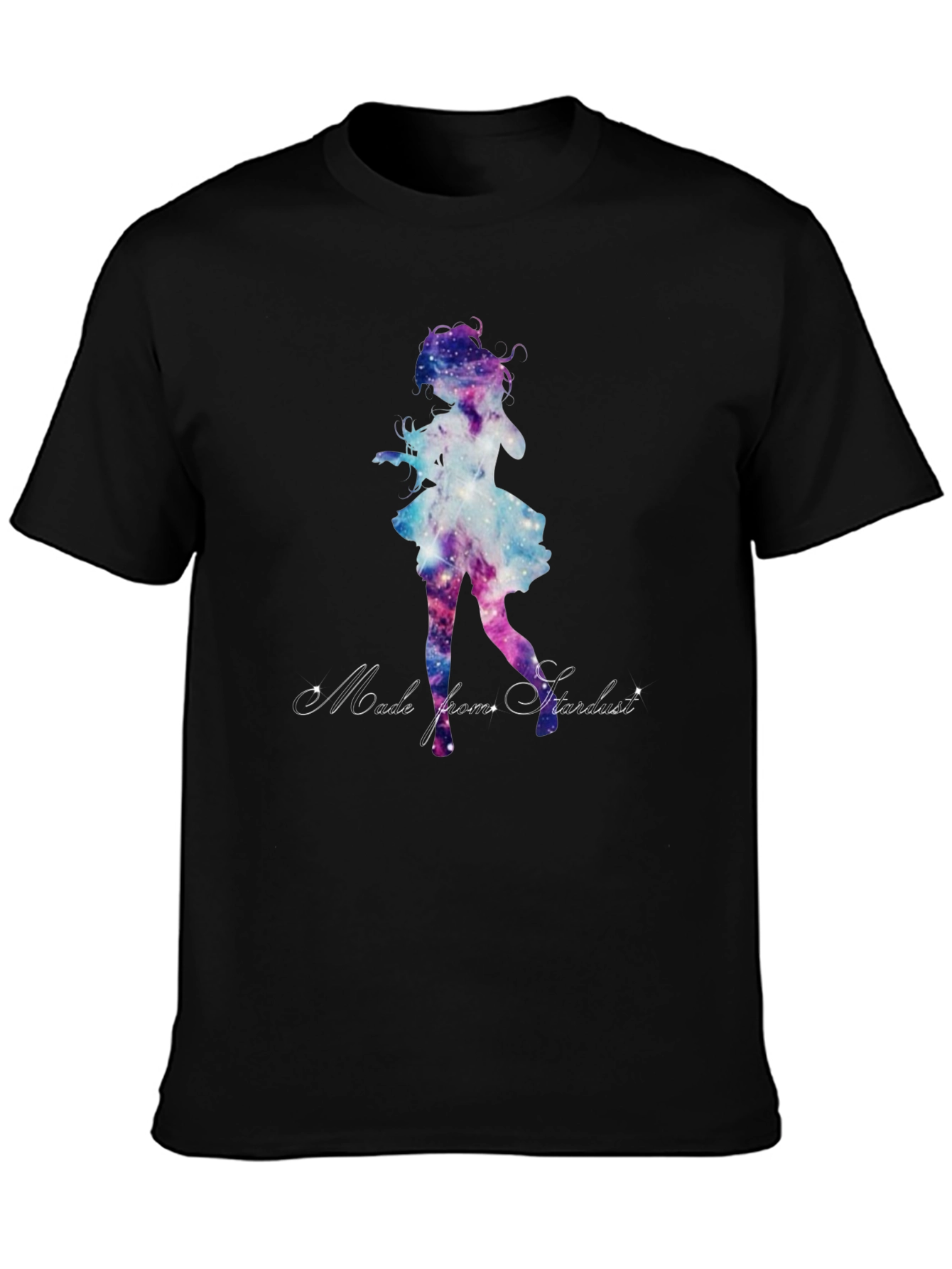 Galaxy Girl Graphic Tee - Stylish Black T-Shirt