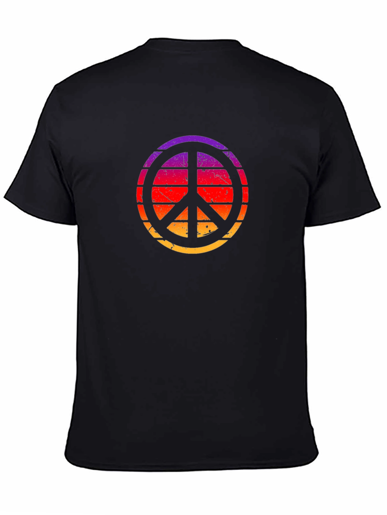 Retro Sunset Peace Sign Black T-Shirt