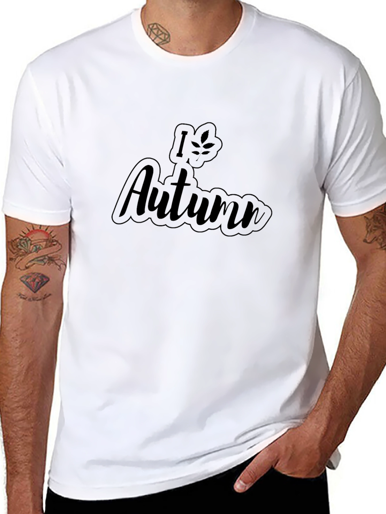 I Love Autumn Graphic T-Shirt - Black