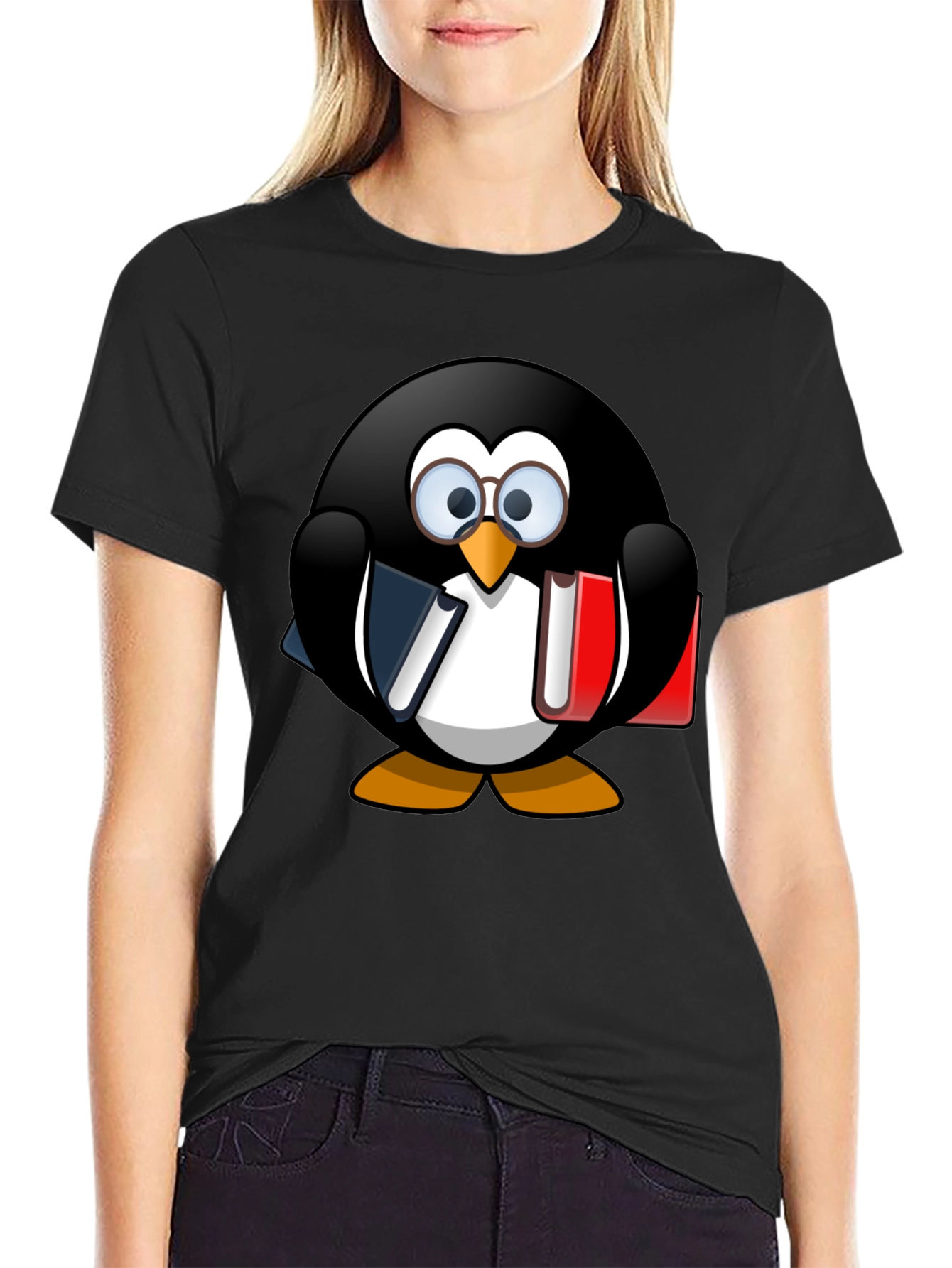 Penguin Reader Graphic Tee - Black Cotton T-Shirt