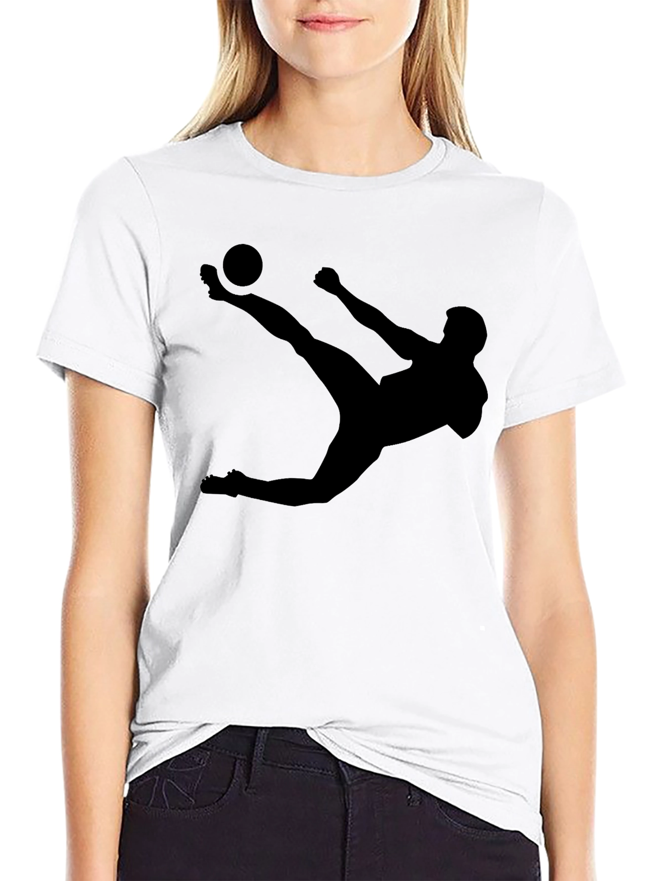 Soccer Kick Silhouette Black T-Shirt
