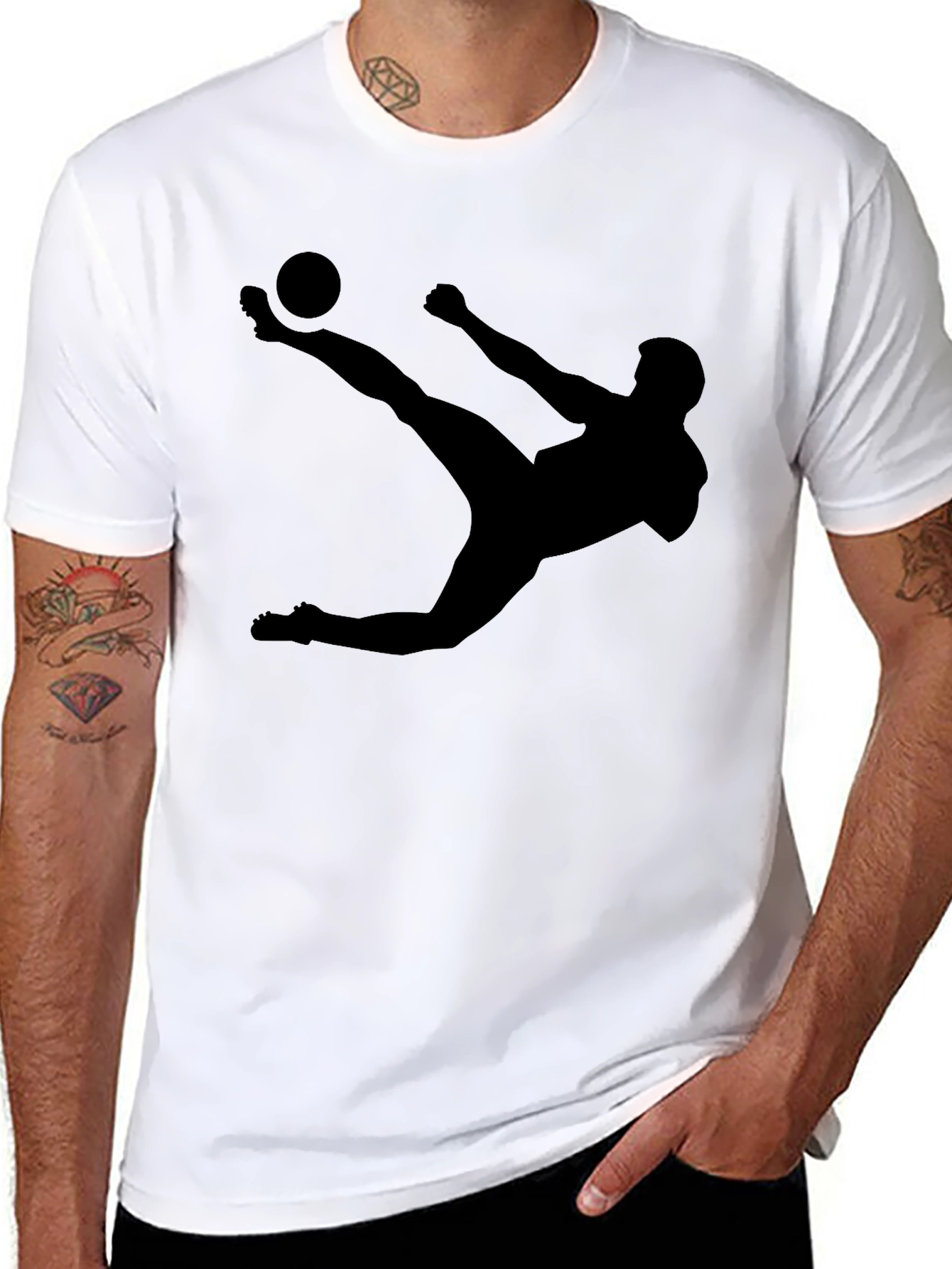 Soccer Kick Silhouette Black T-Shirt