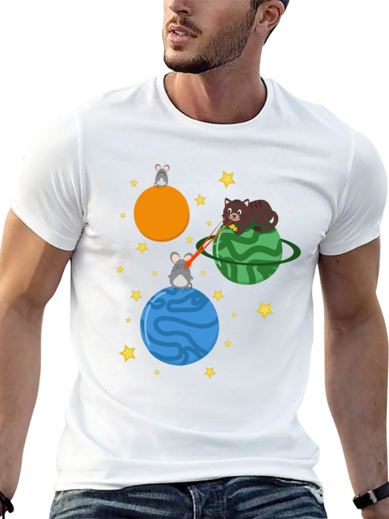 Cosmic Cat & Mouse Laser Beam T-Shirt