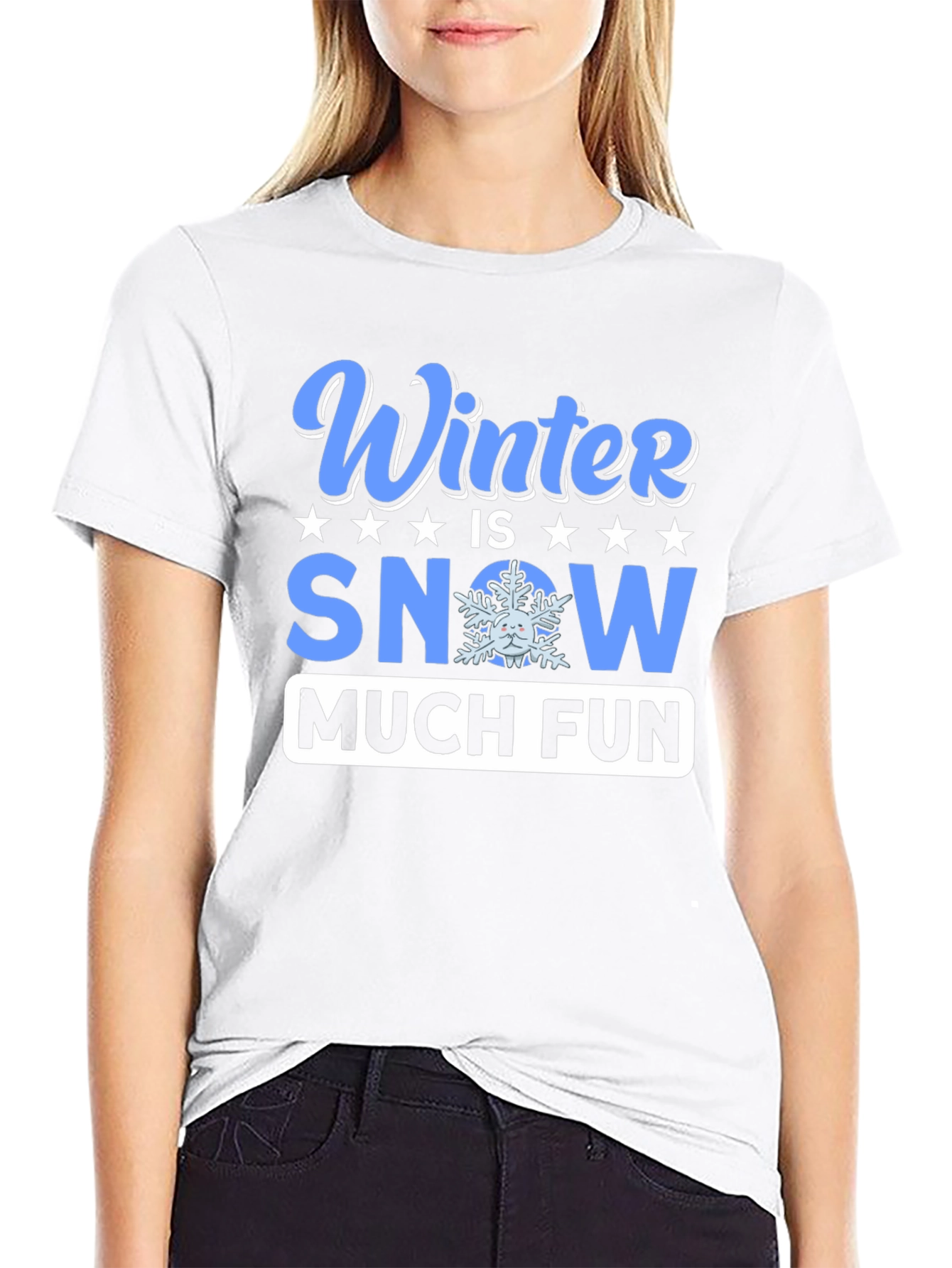 Winter Snow Much Fun Black T-Shirt