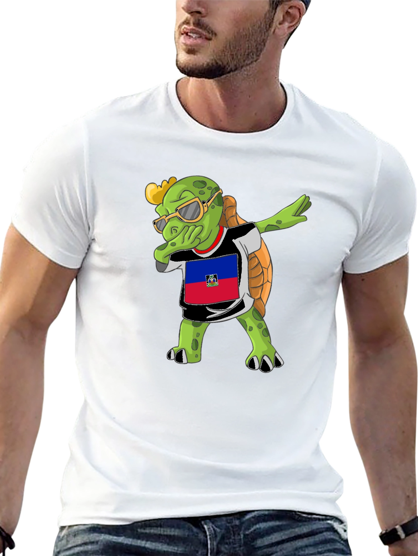 Turtle Dabbing Haiti Flag T-Shirt
