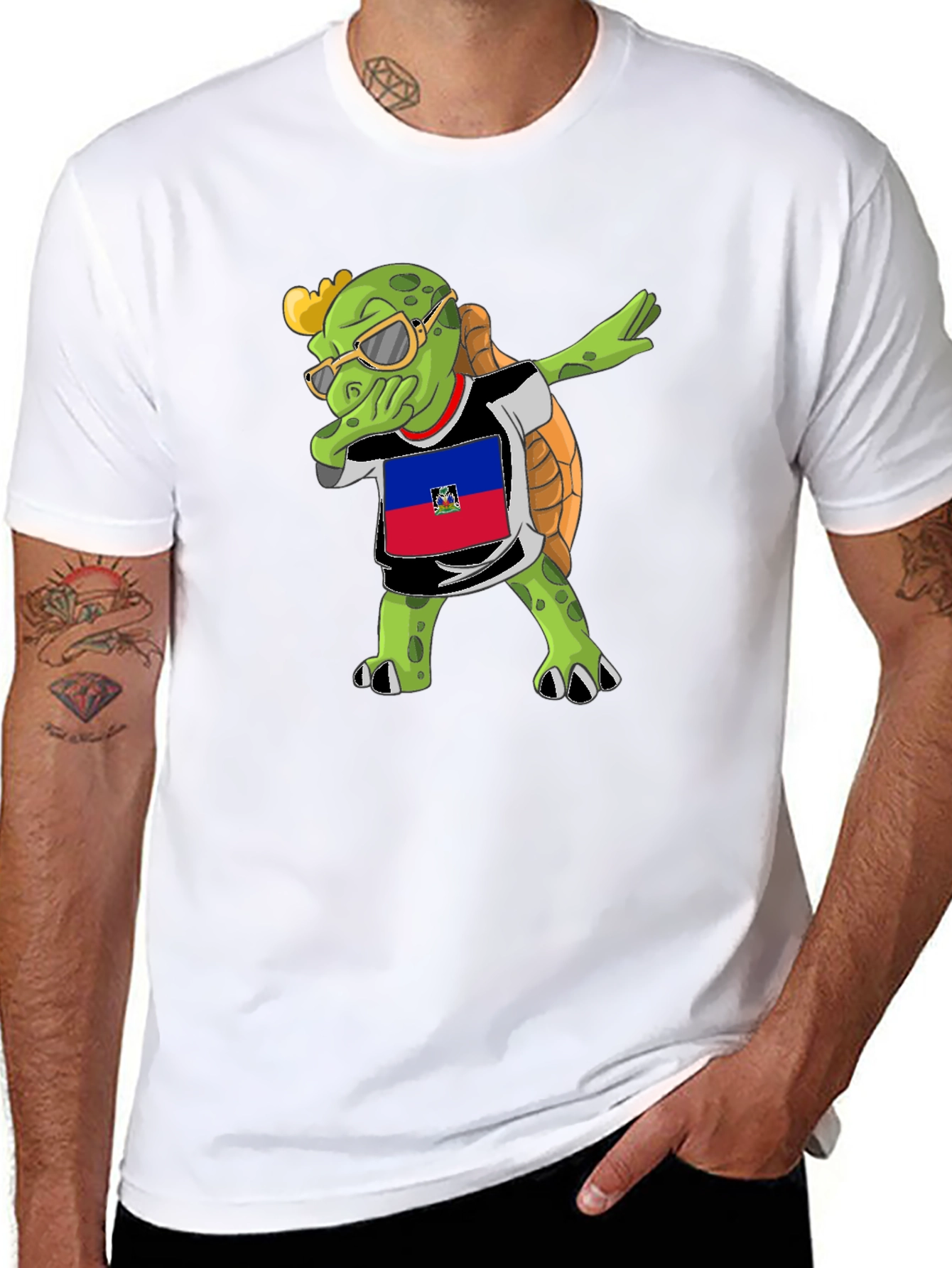 Turtle Dabbing Haiti Flag T-Shirt