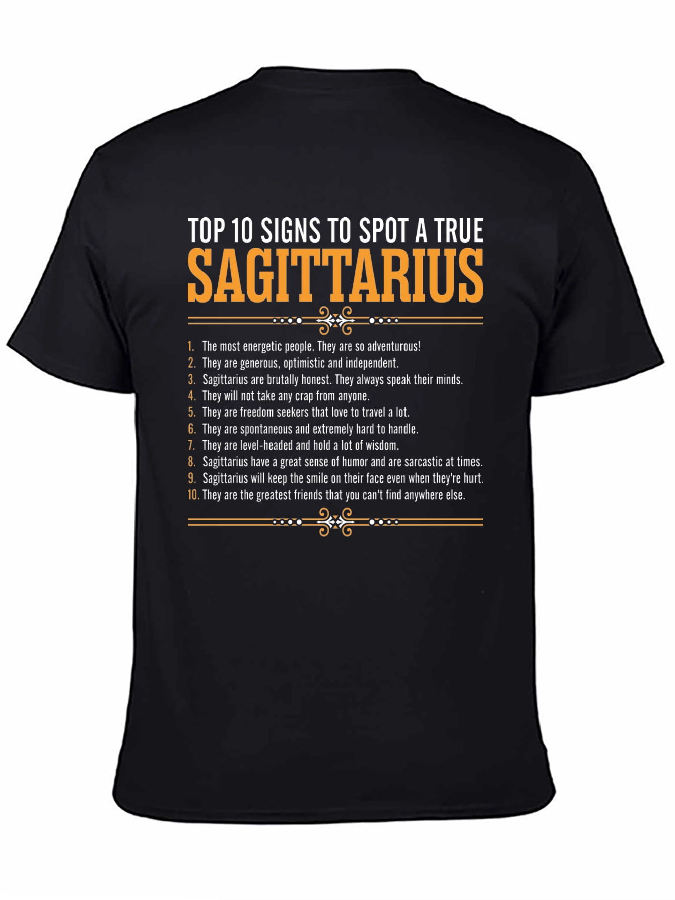 True Sagittarius Black Graphic T-Shirt