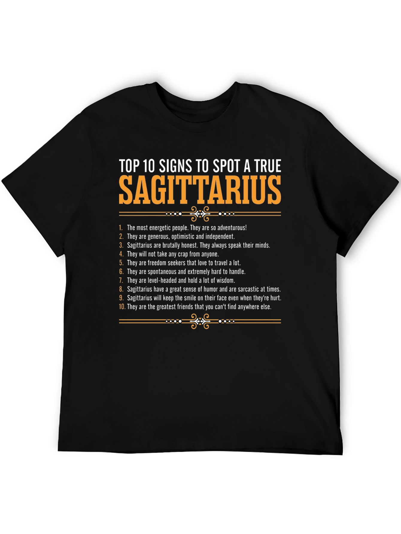 True Sagittarius Black Graphic T-Shirt