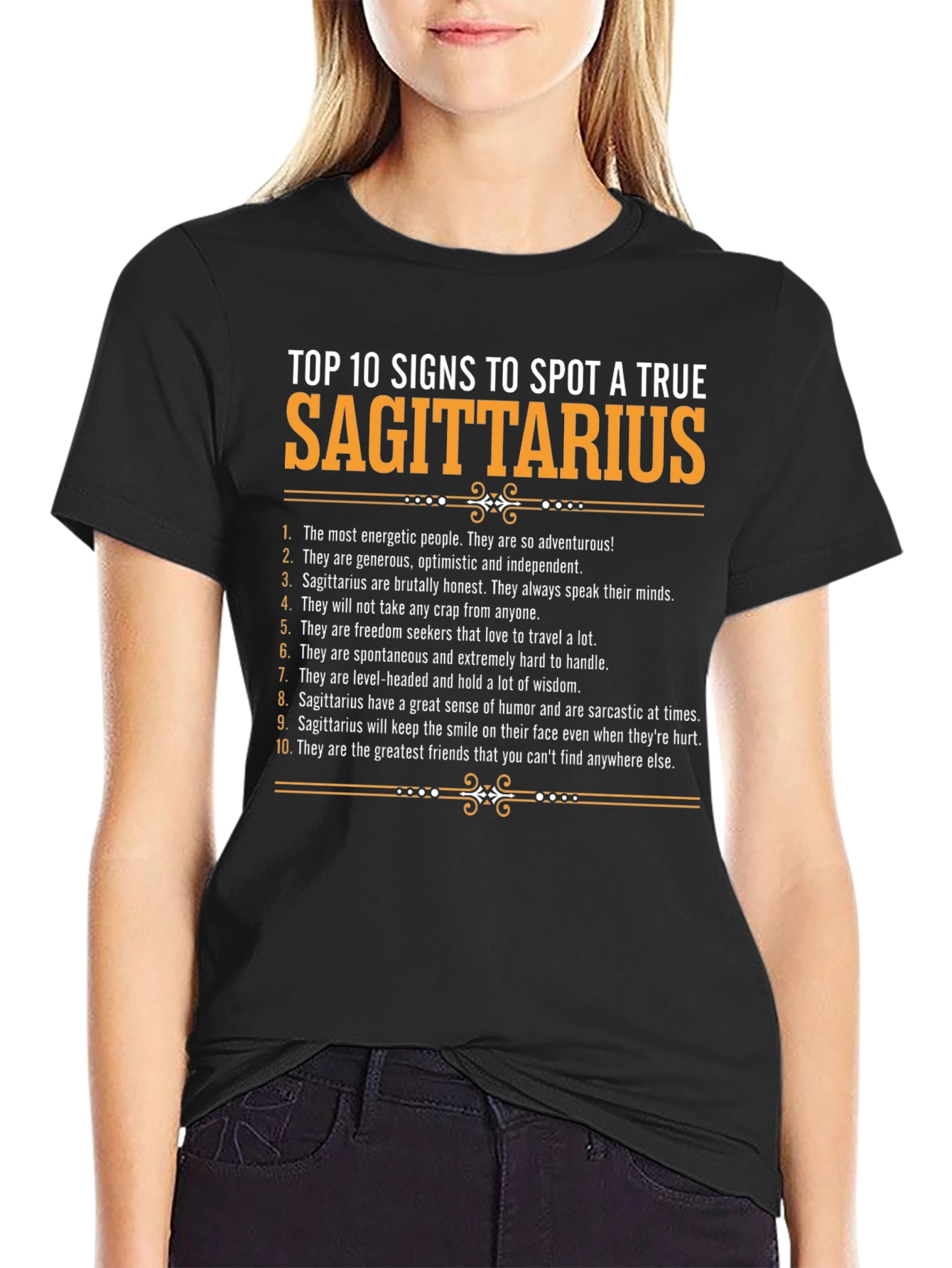True Sagittarius Black Graphic T-Shirt
