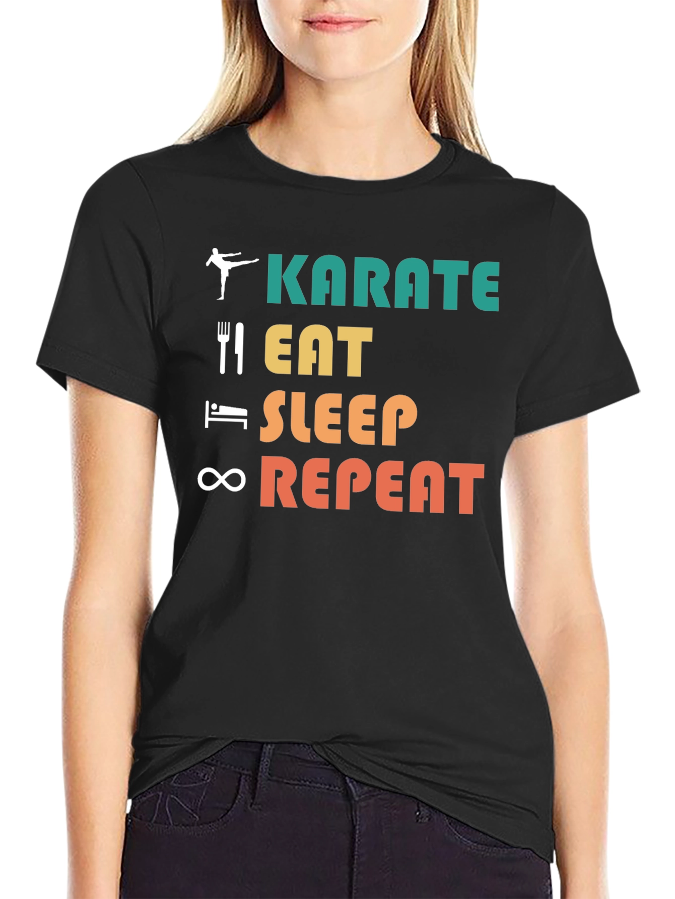 Karate Eat Sleep Repeat T-Shirt Martial Arts Tee