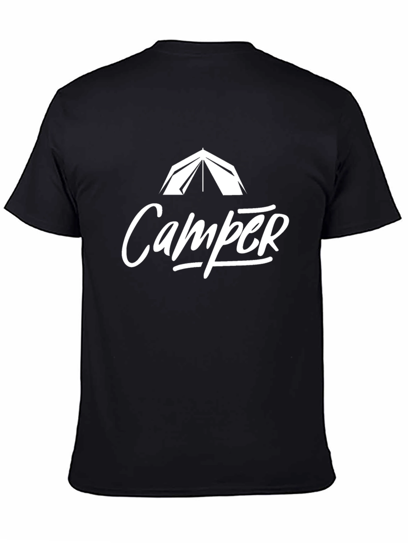 Camper Tent Graphic Tee - Black Cotton T-Shirt
