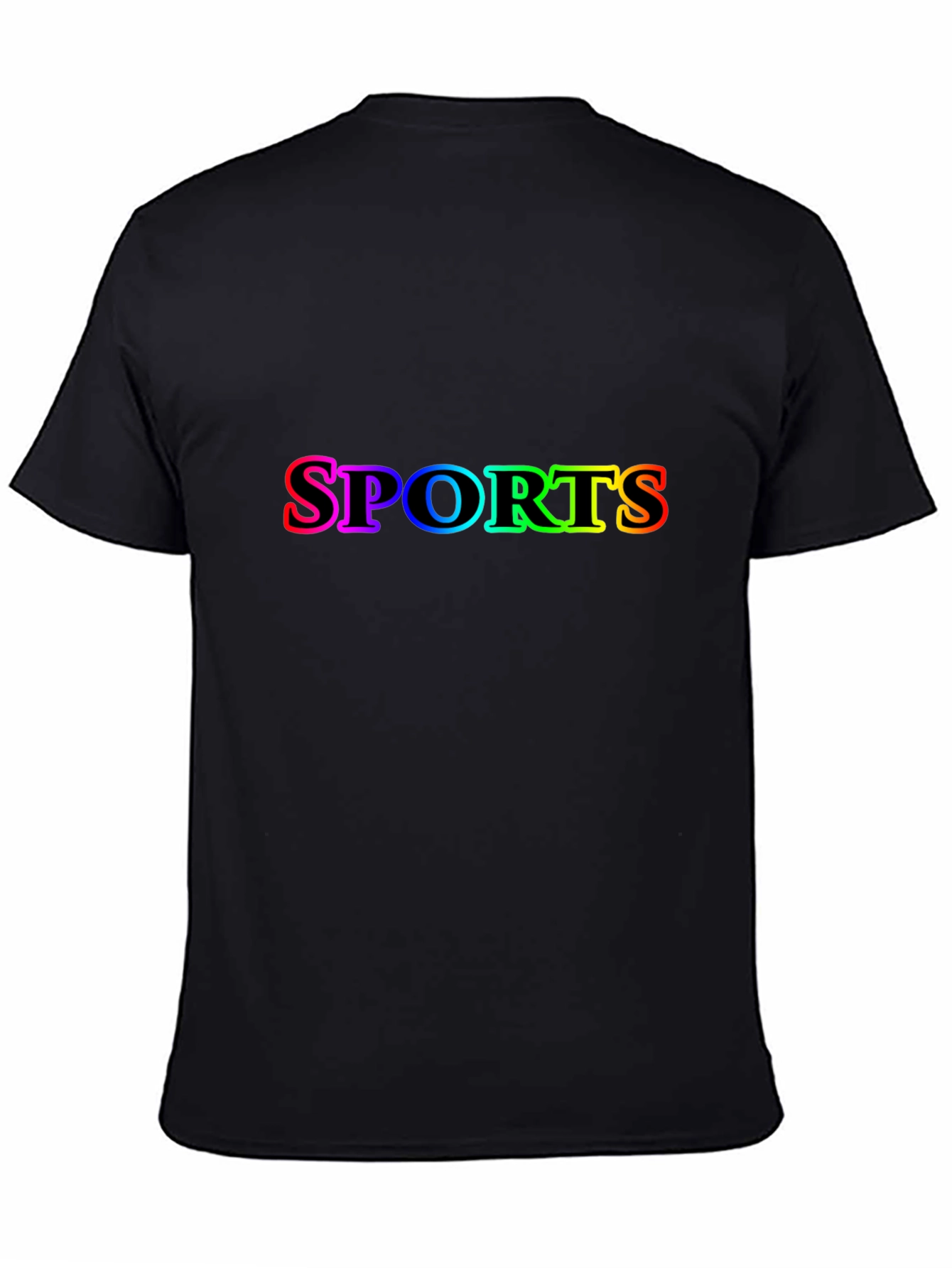 Mens Black SPORTS Rainbow Graphic T-Shirt
