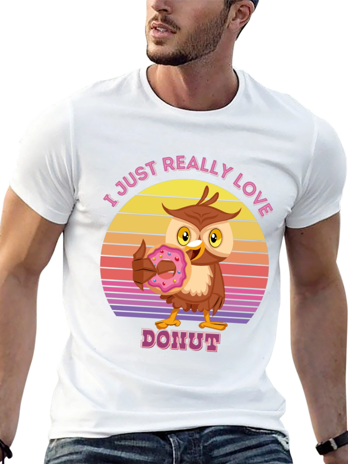 I Love Donuts T-Shirt with Owl Design