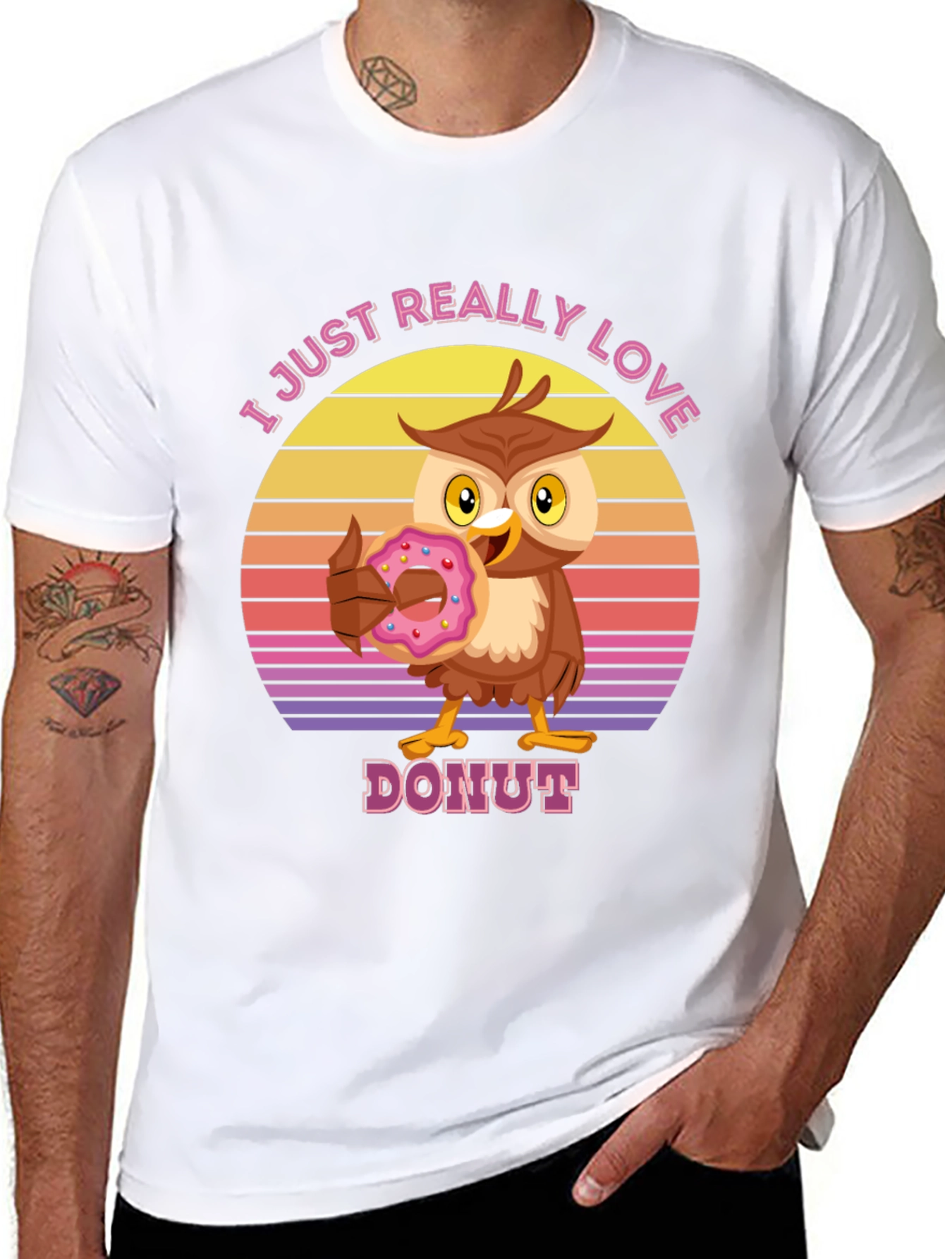 I Love Donuts T-Shirt with Owl Design