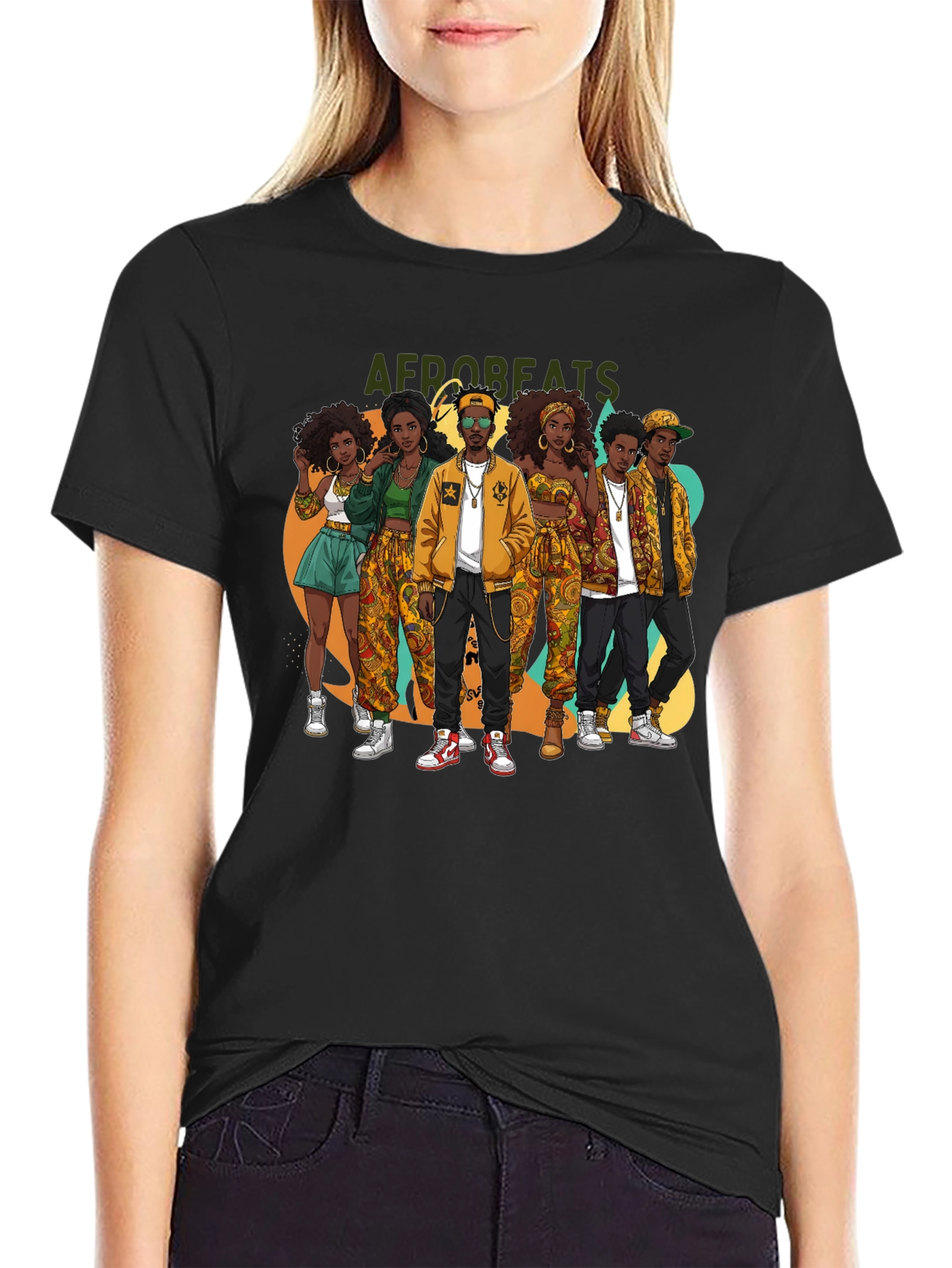 Afrobeats Crew Graphic Tee - Black Cotton T-Shirt