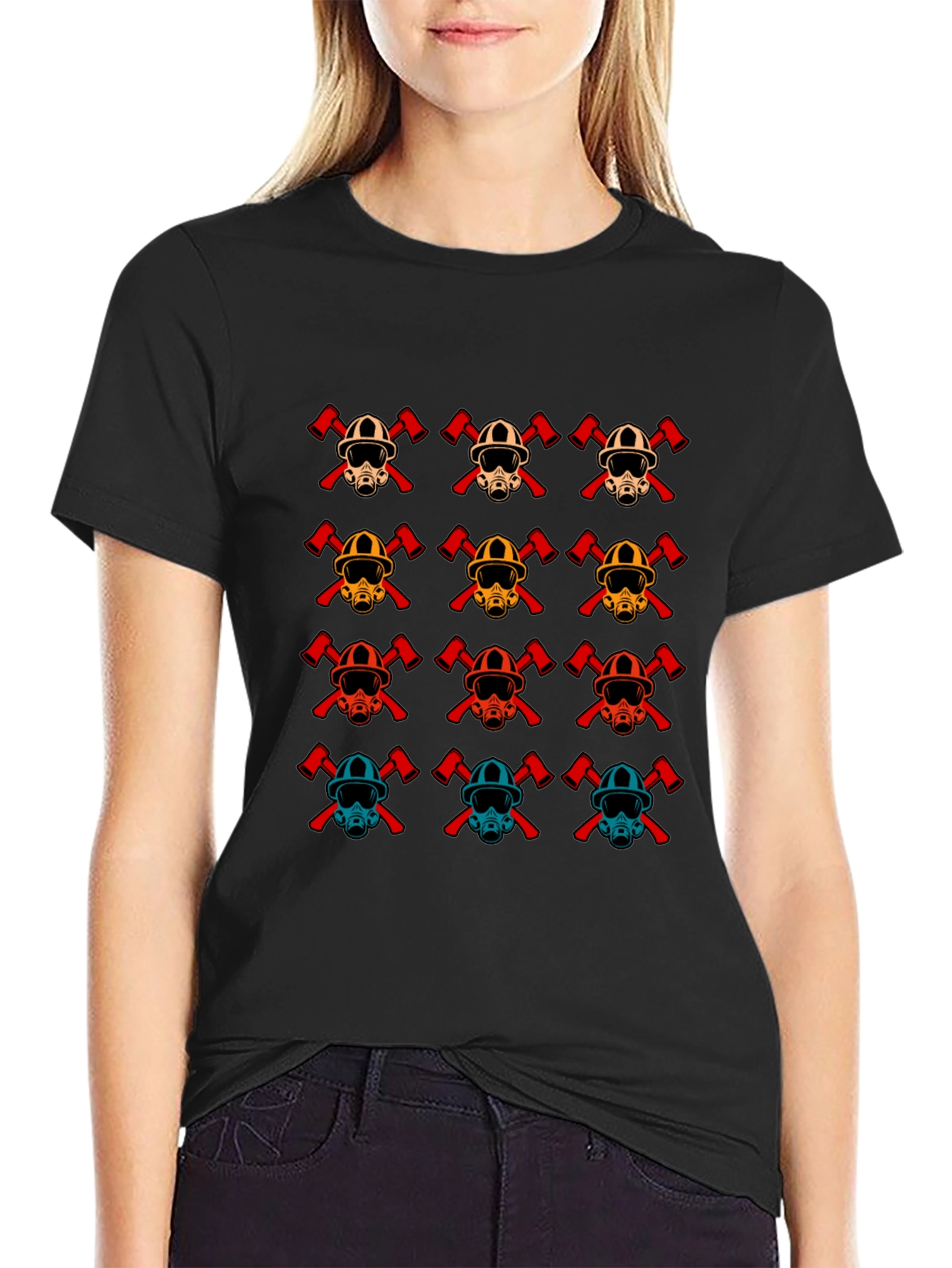 Firefighter Helmet Pattern T-Shirt