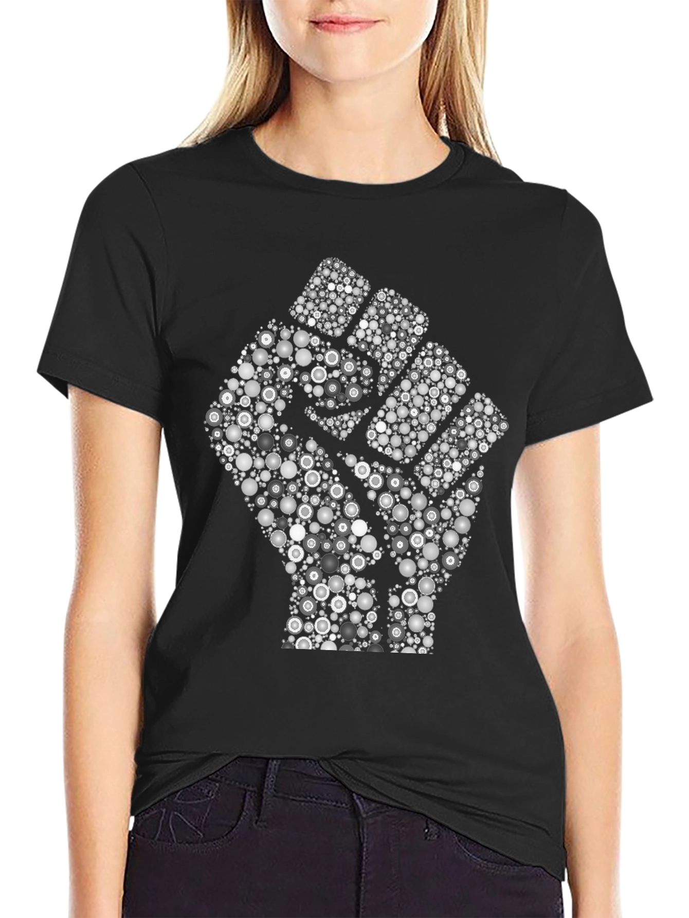 Empowered Fist Graphic Tee - Black Cotton