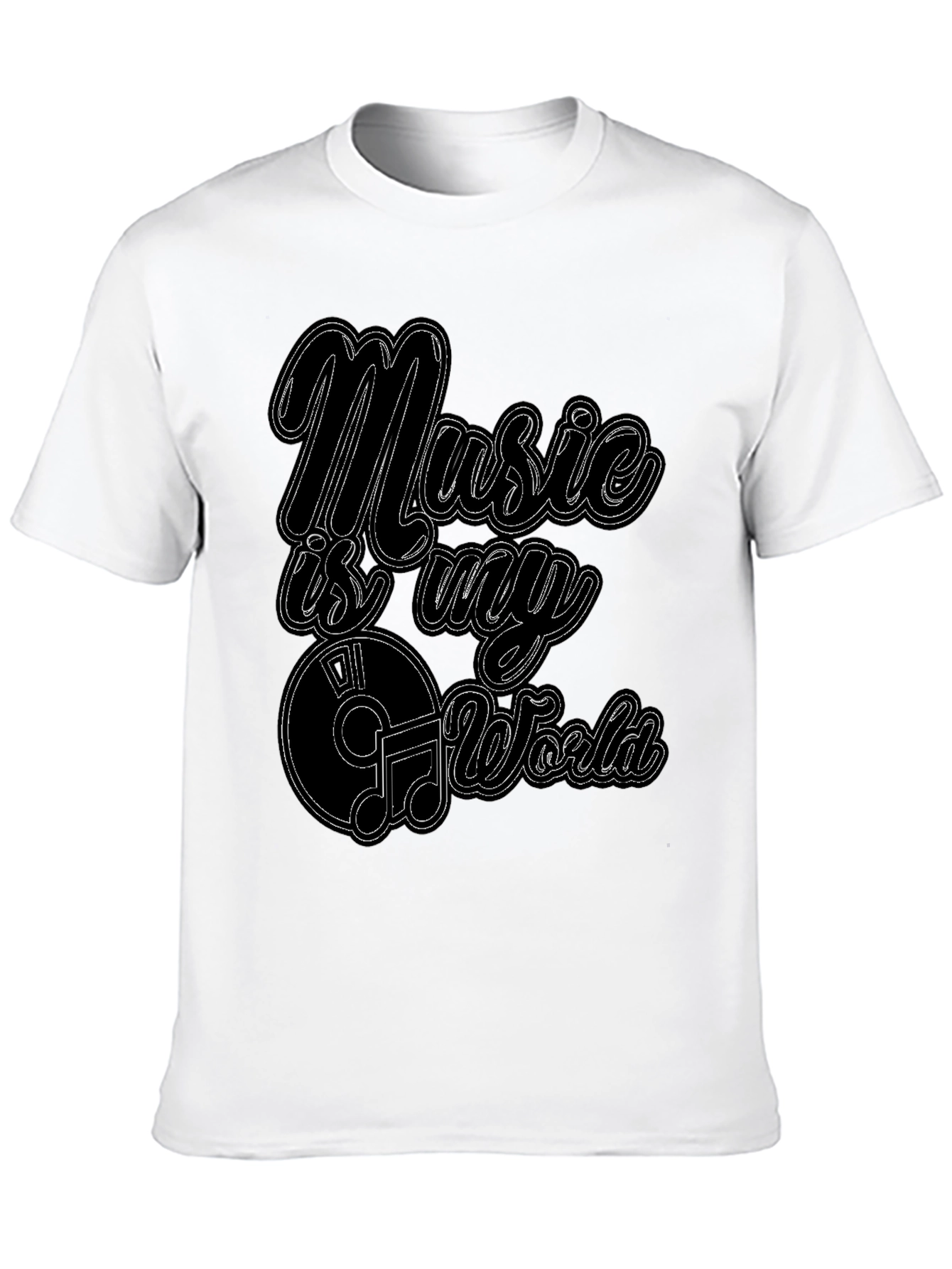 Music Is My World Graphic Black T-Shirt