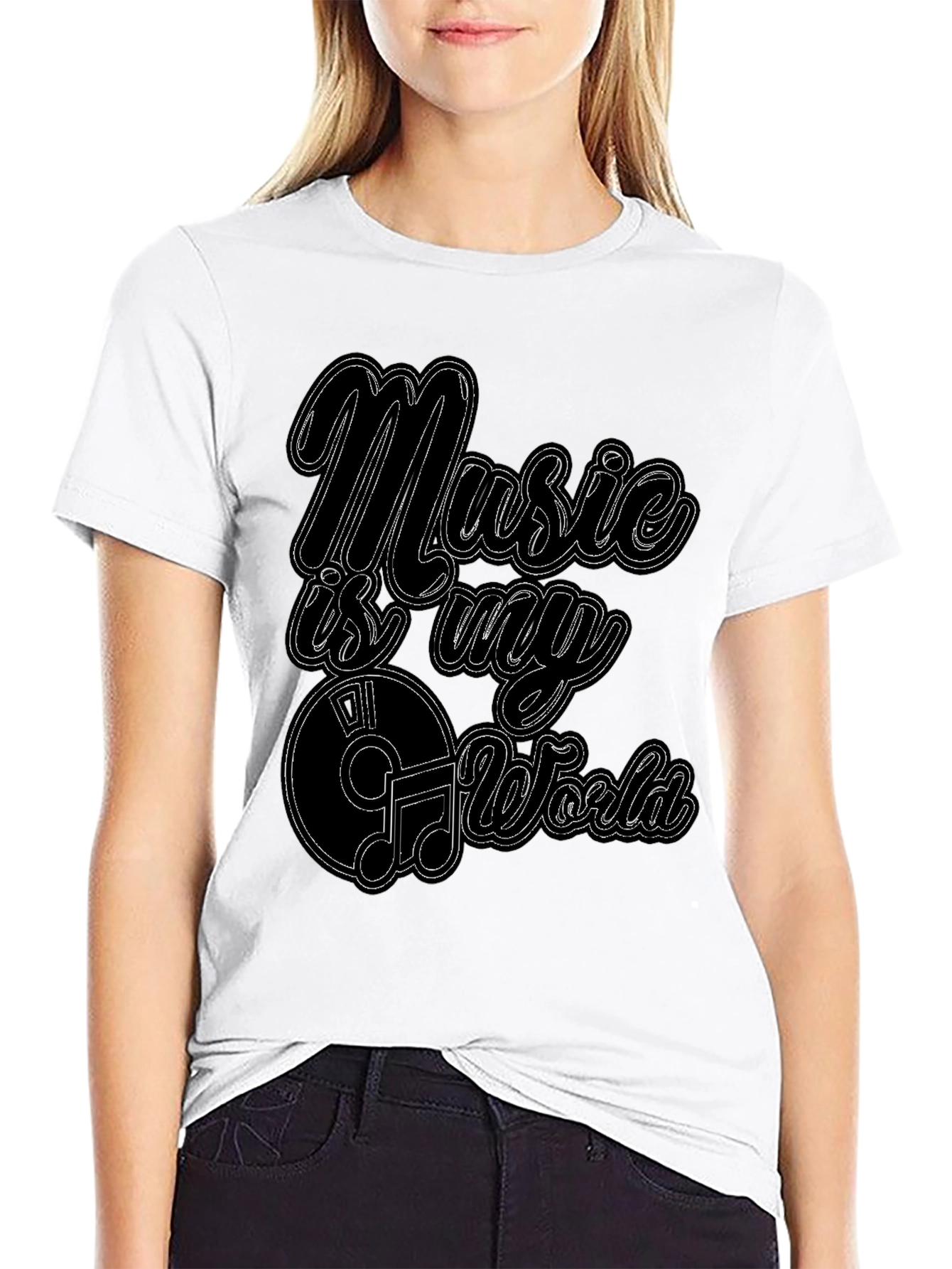 Music Is My World Graphic Black T-Shirt