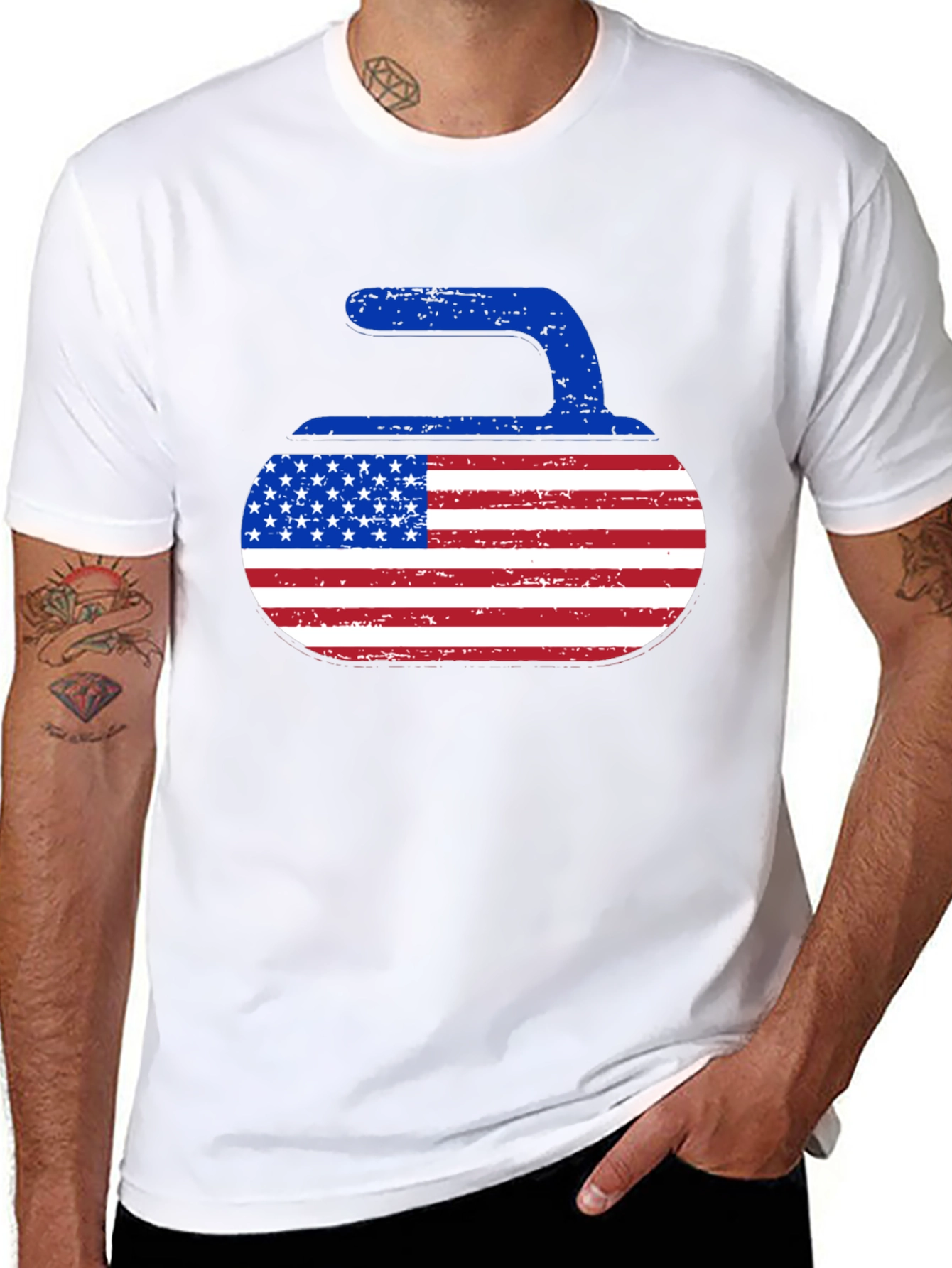 USA Curling Stone T-Shirt - Patriotic Sportswear