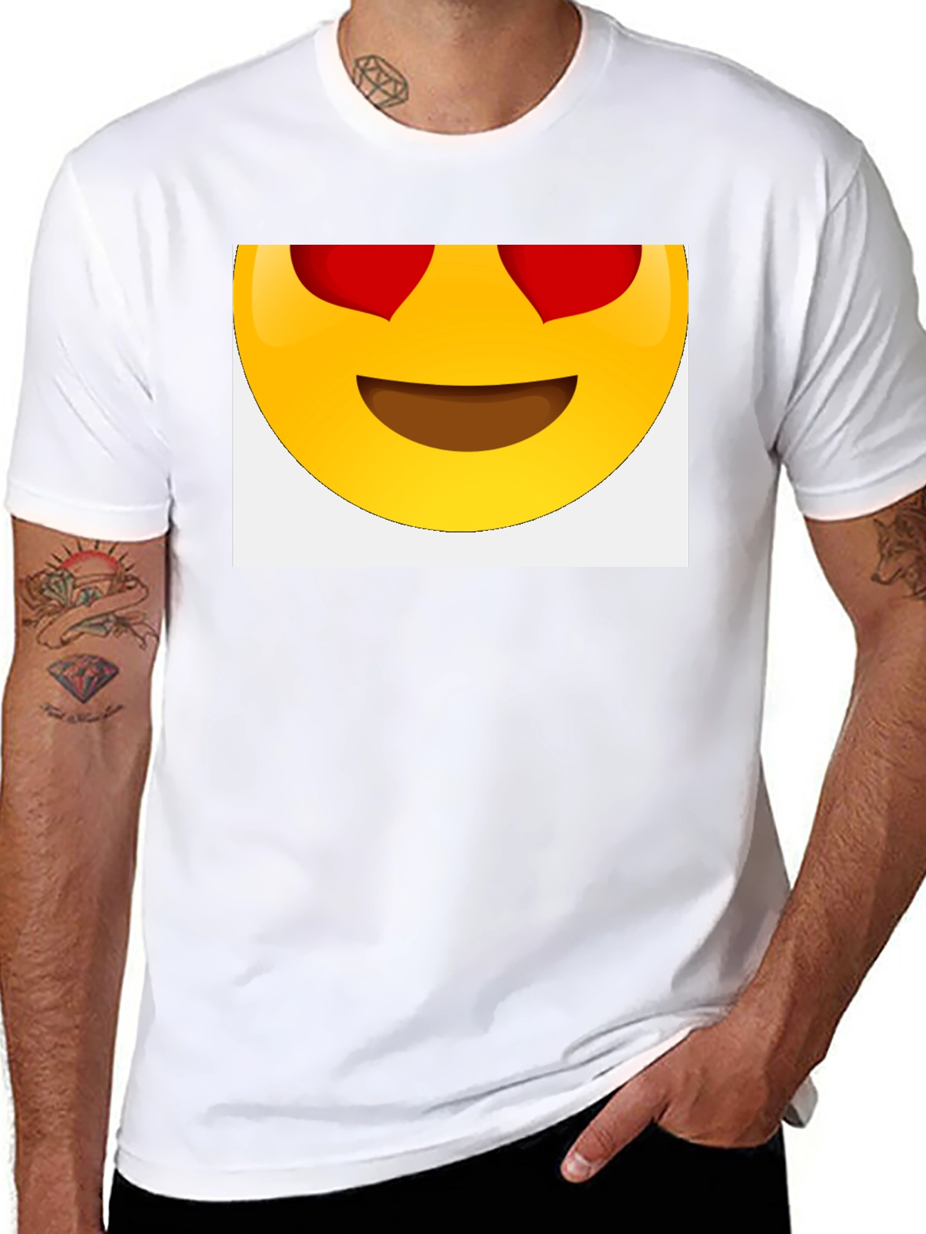 Emoji Heart Eyes Black T-Shirt