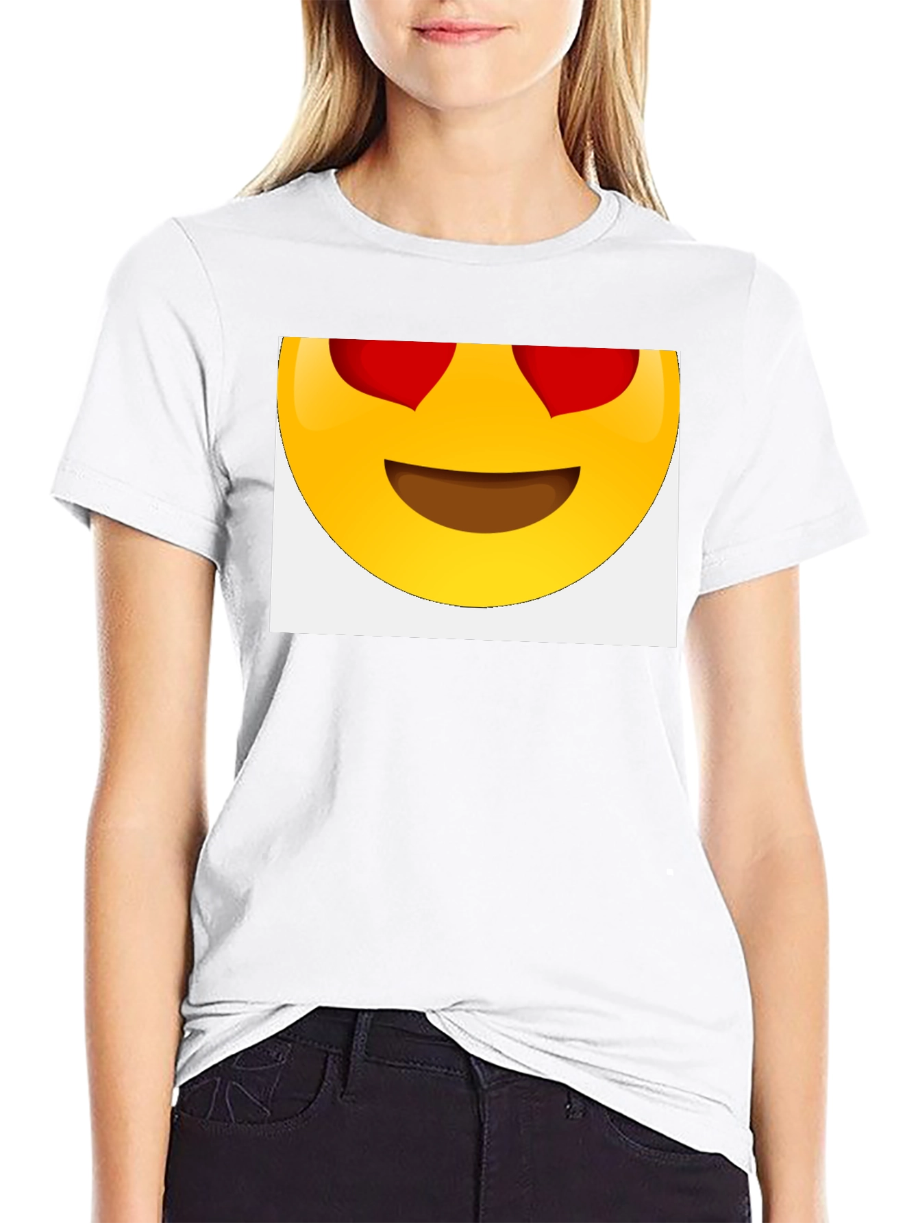 Emoji Heart Eyes Black T-Shirt