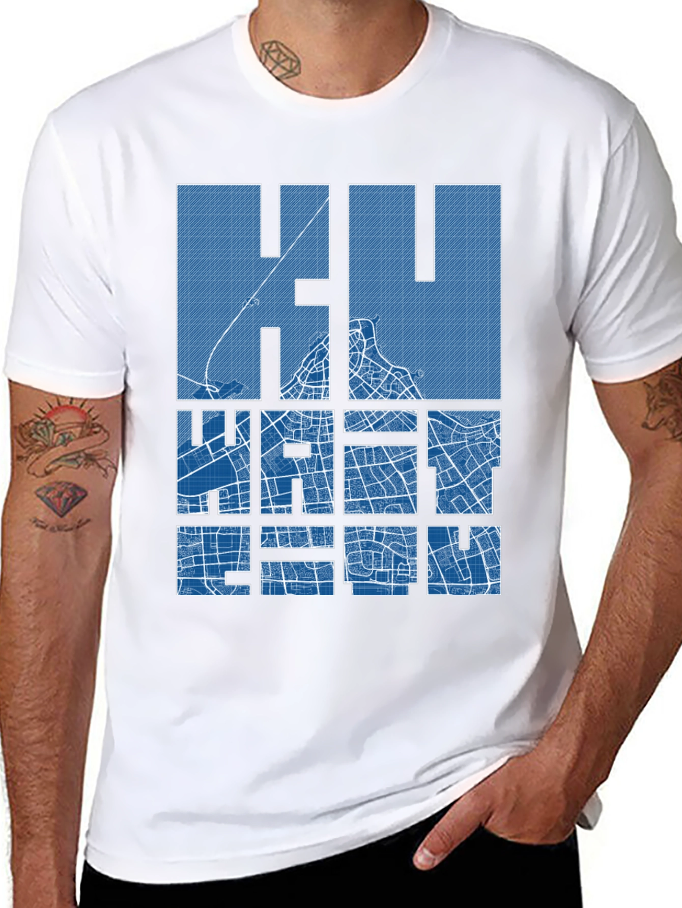 Khartoum City Map Blueprint T-Shirt