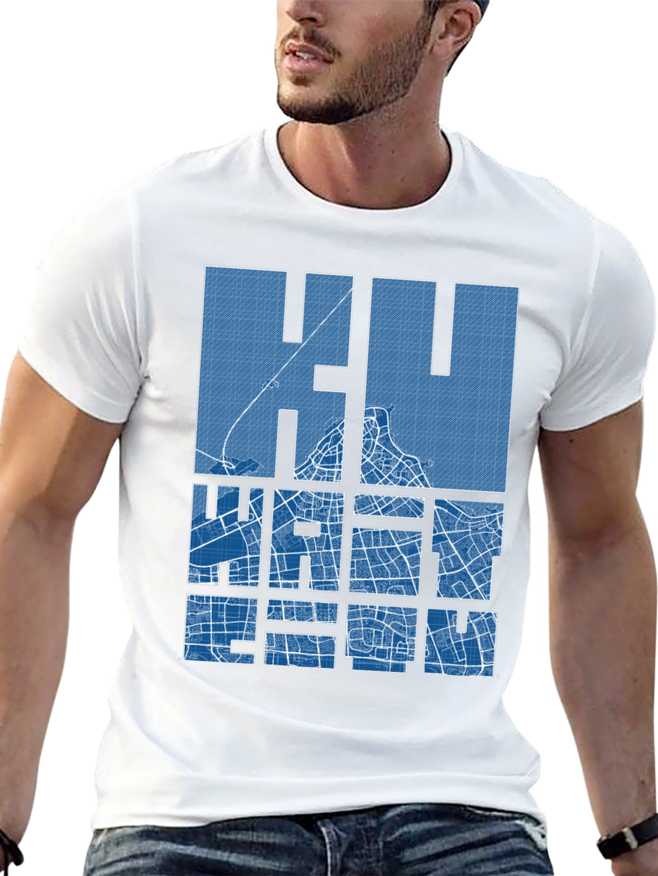 Khartoum City Map Blueprint T-Shirt