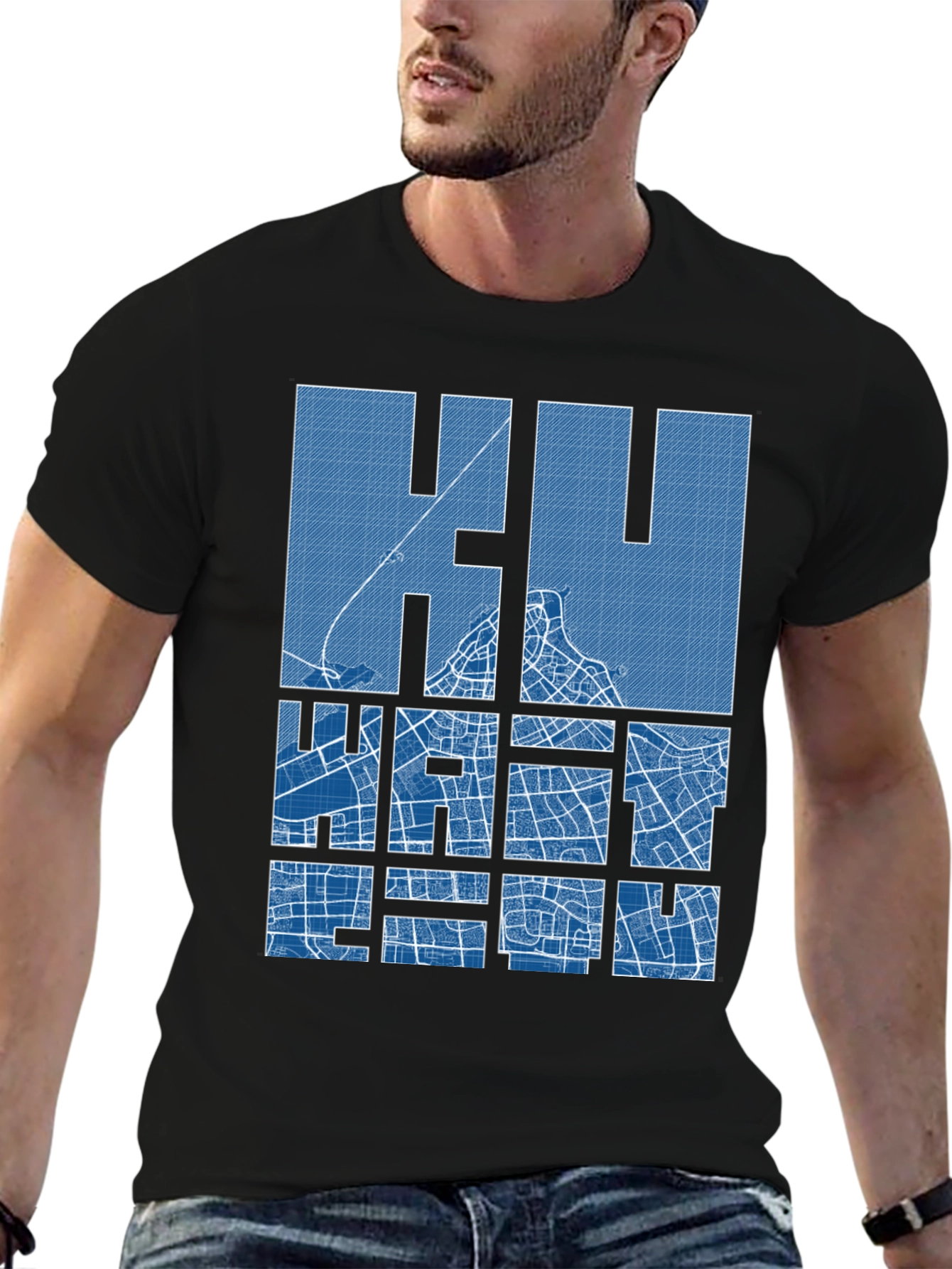 Khartoum City Map Blueprint T-Shirt
